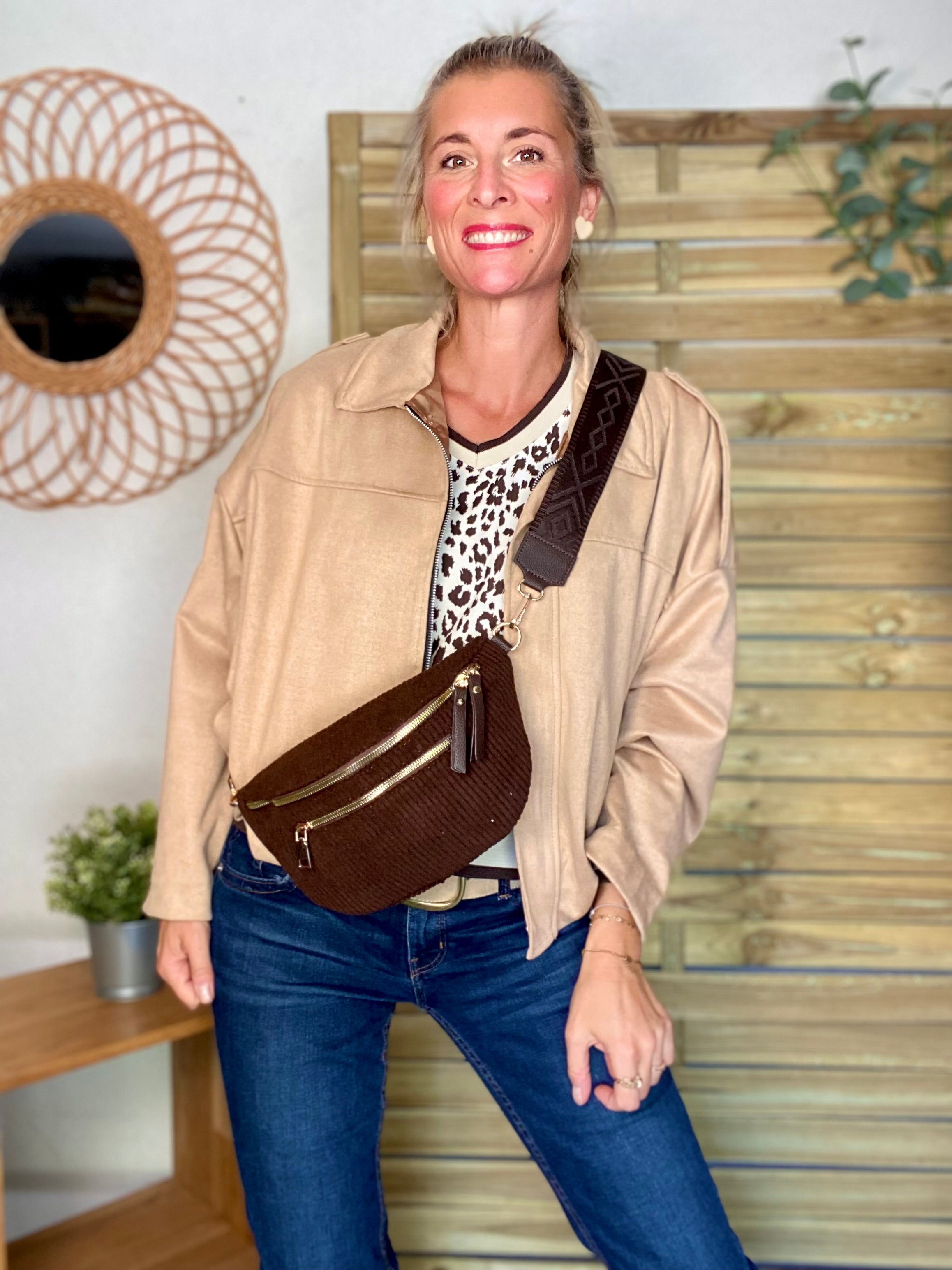 Sweat imprimé Léo 🐆 AMANDINE - Chocolat