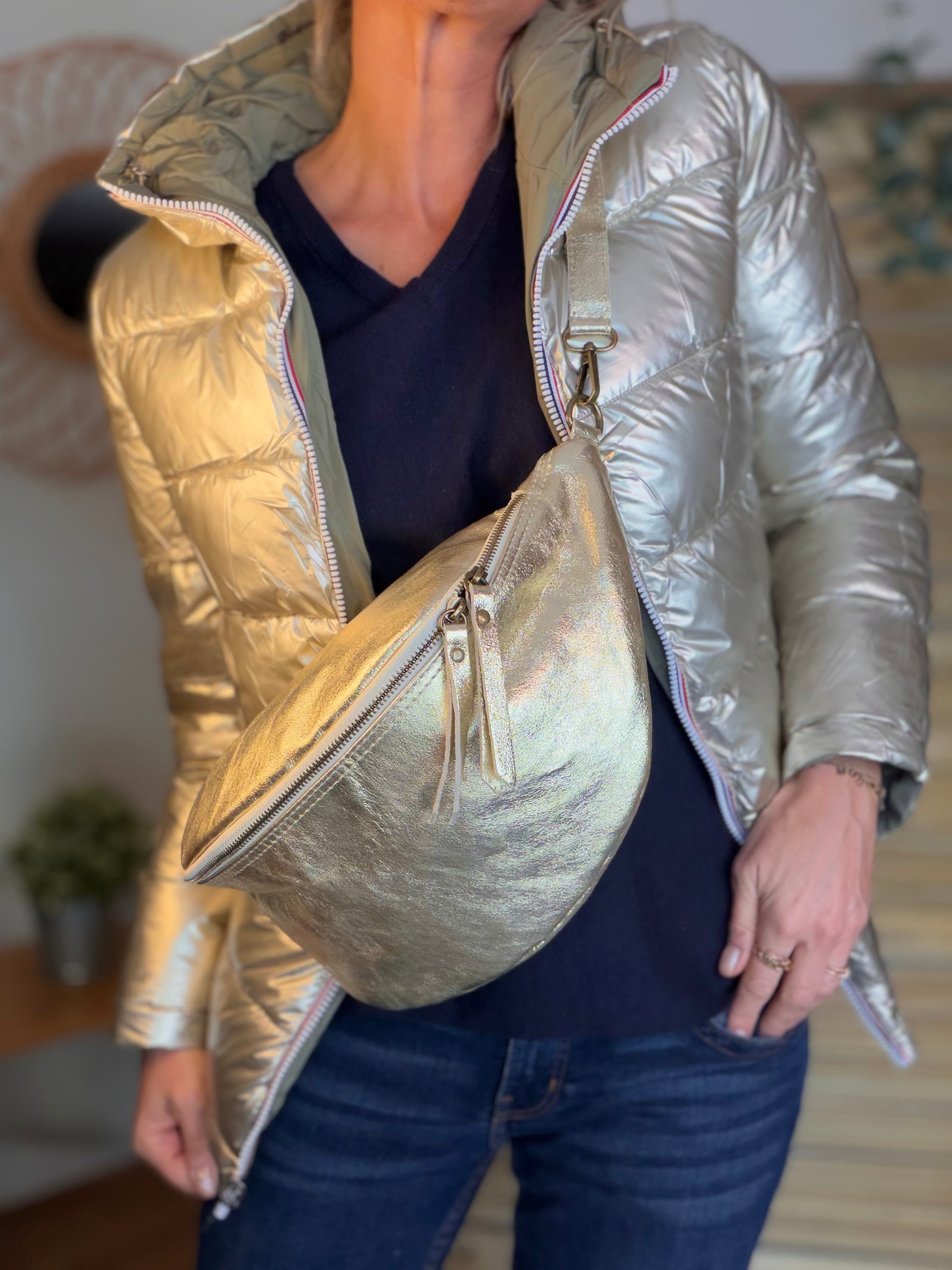 ⚡️PÉPITES FRIDAY - Sac banane XL en cuir - JANE - Doré