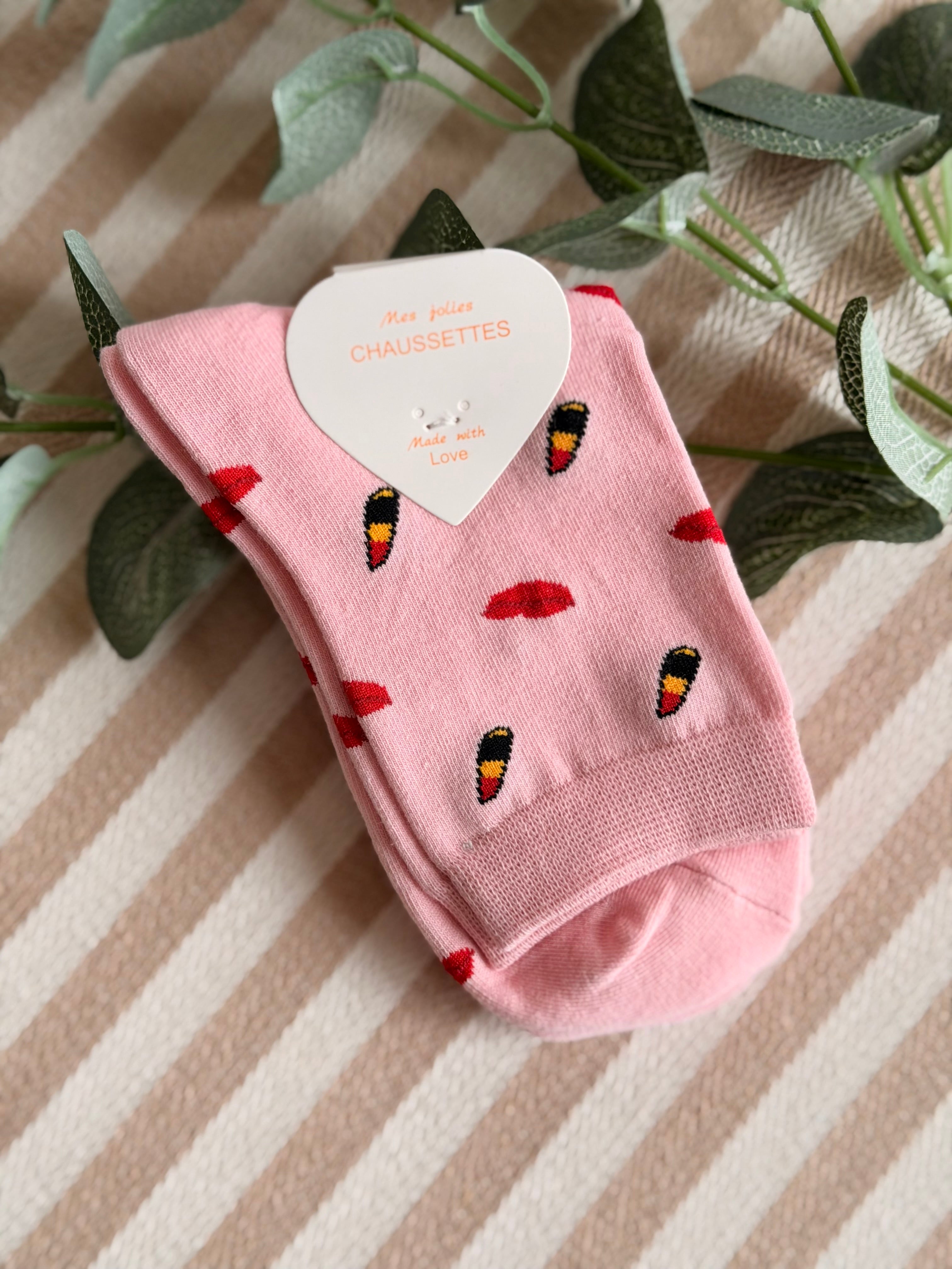Chaussettes ZAZA - Motifs 🍋🍓🍒🍍💄