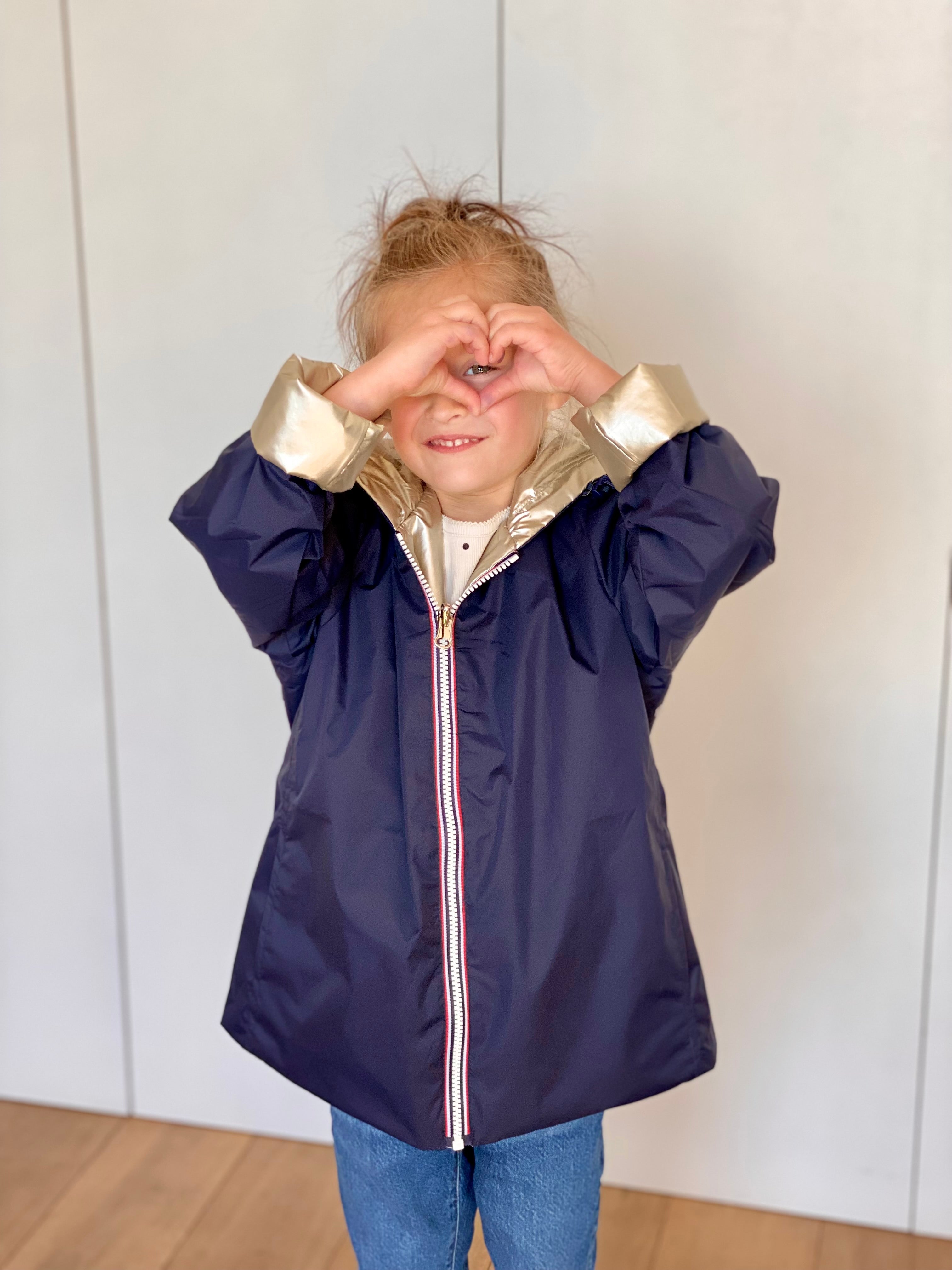 *** PROMO - Taille 10 ans (XXS) Imperméable réversible rembourré LOUISON KIDS enfant (mixte) - Marine / Doré