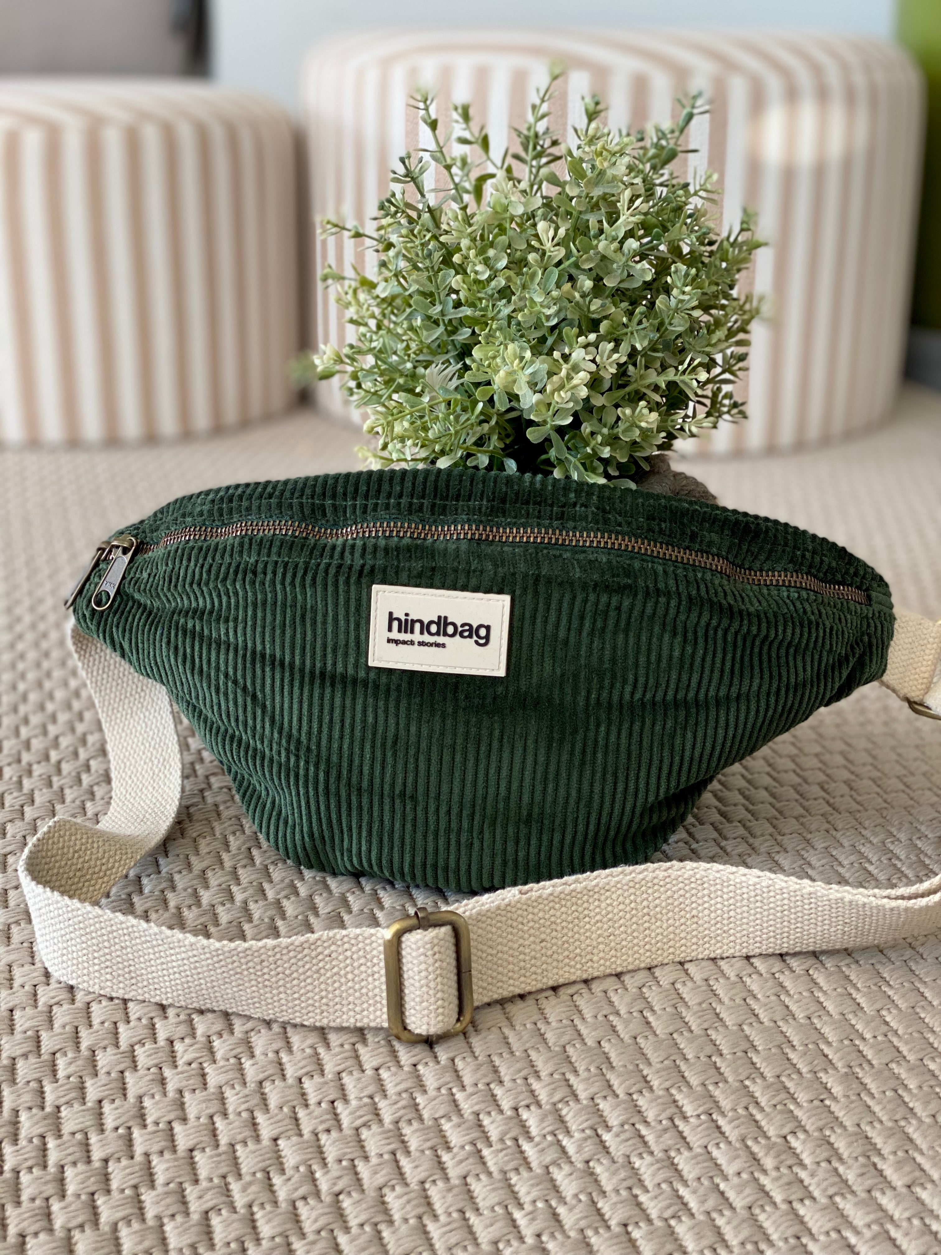 Sac banane HINDBAG Olivia Velours Vert Sapin