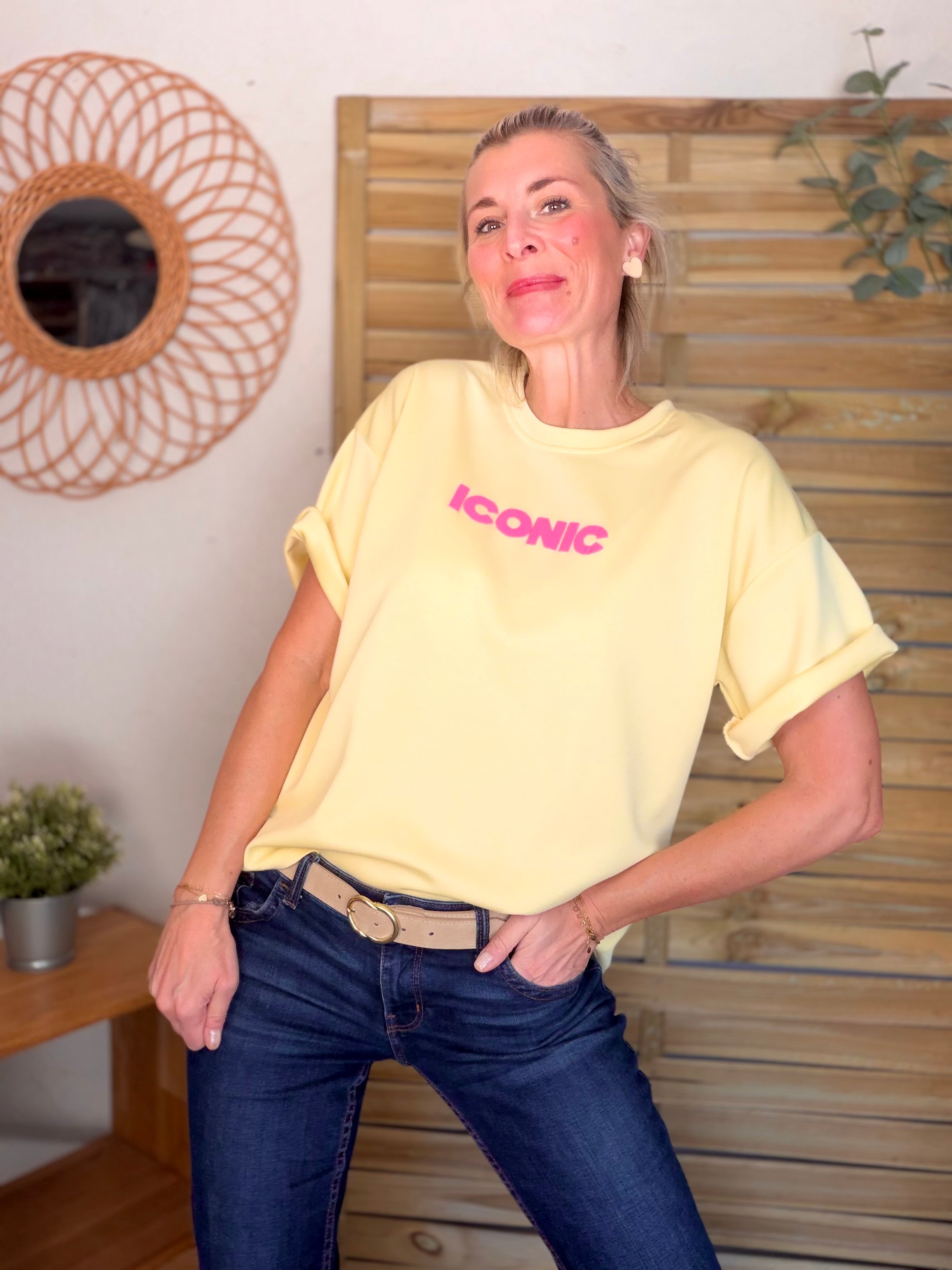 Tee shirt ICONIC matière sweat - THÉA Jaune