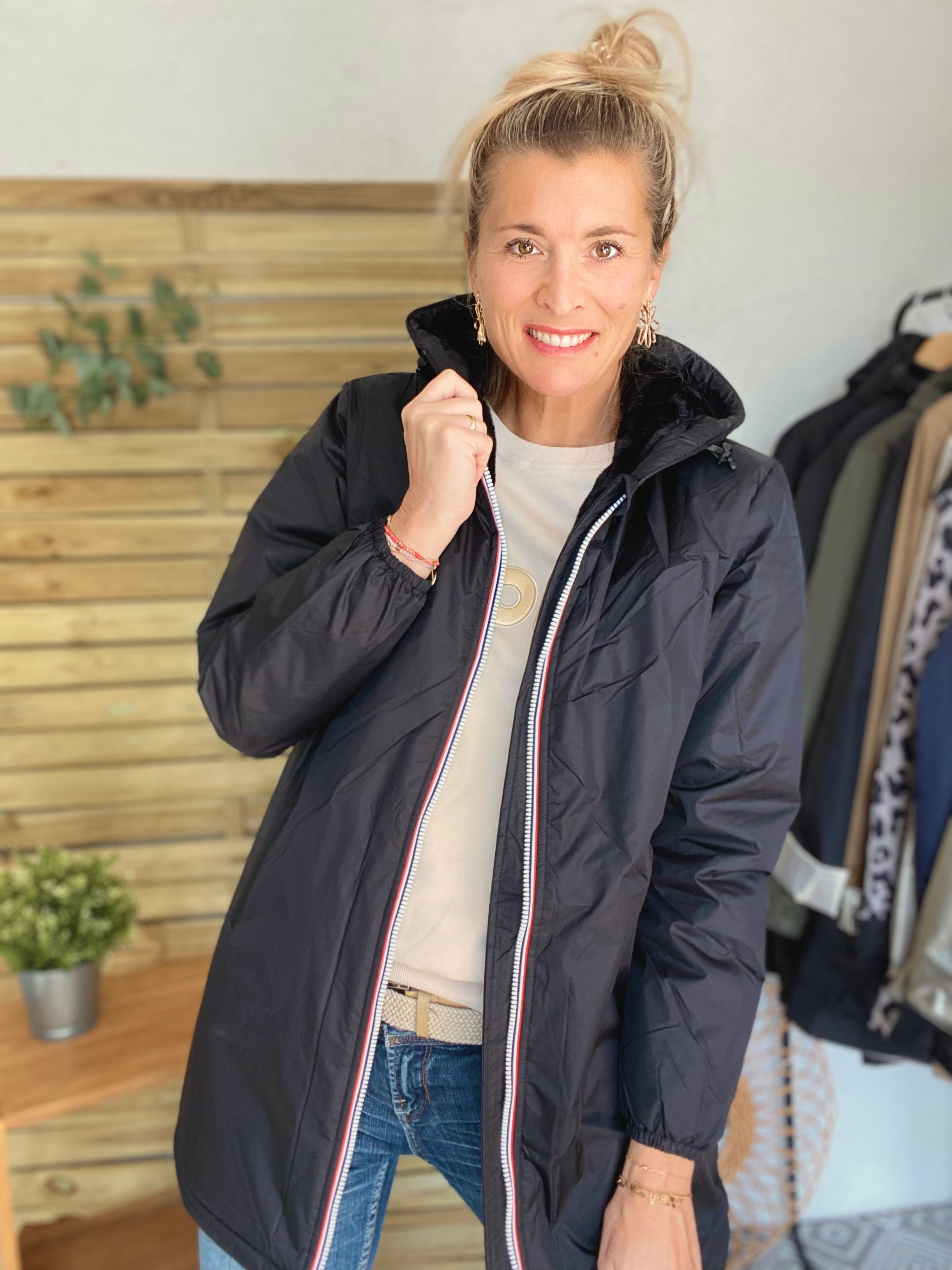 Parka Imperm able LOUISE LONG fourr Noir Laura Jo