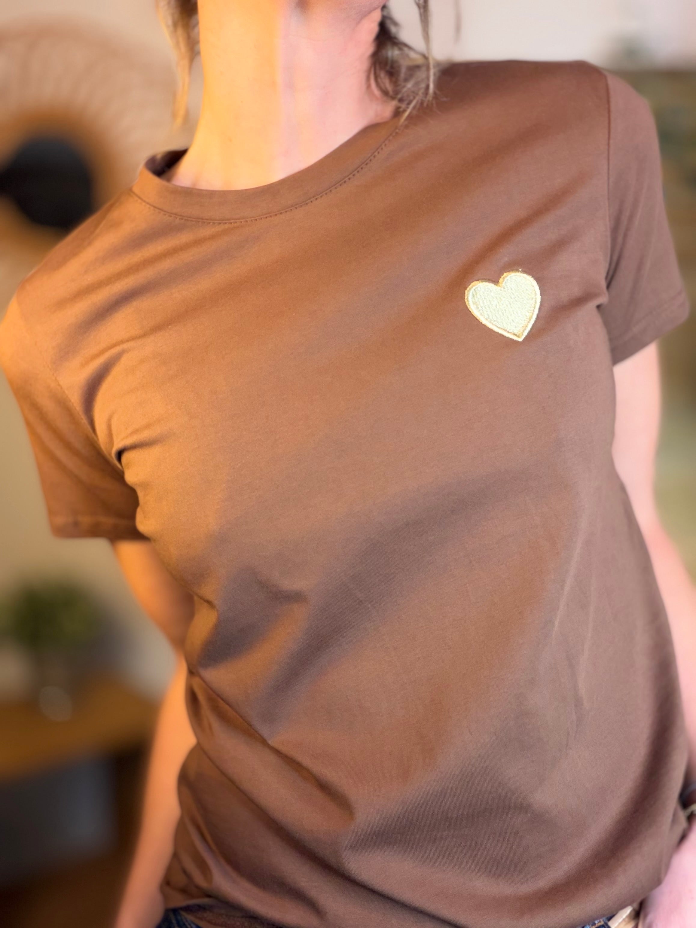 Tee shirt cœur brodé doré 💛 PIA Choco
