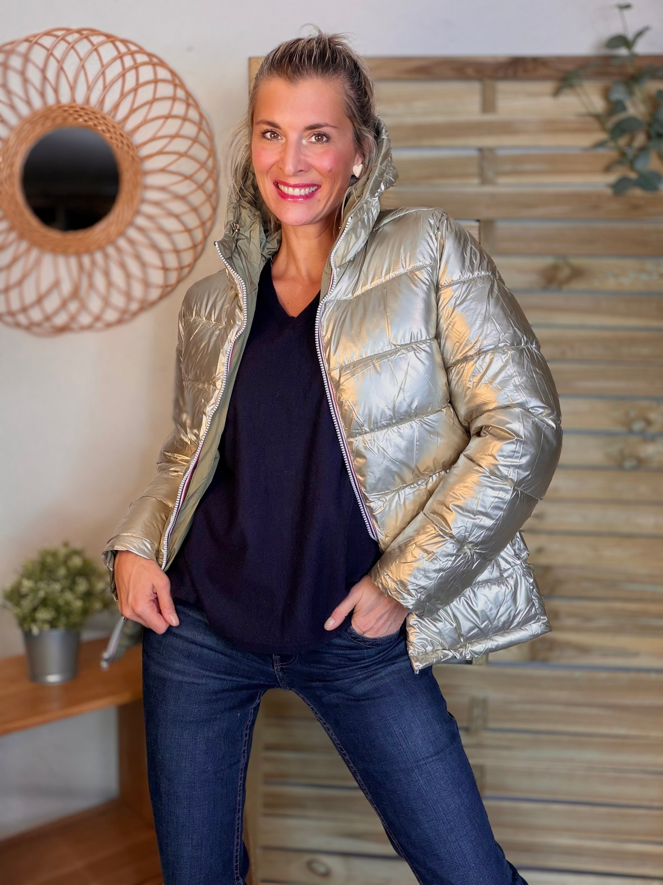 ⚡️PÉPITES FRIDAY - Doudoune imperméable réversible longue ANGÈLE COURT - Kaki clair - MELYA MELODY