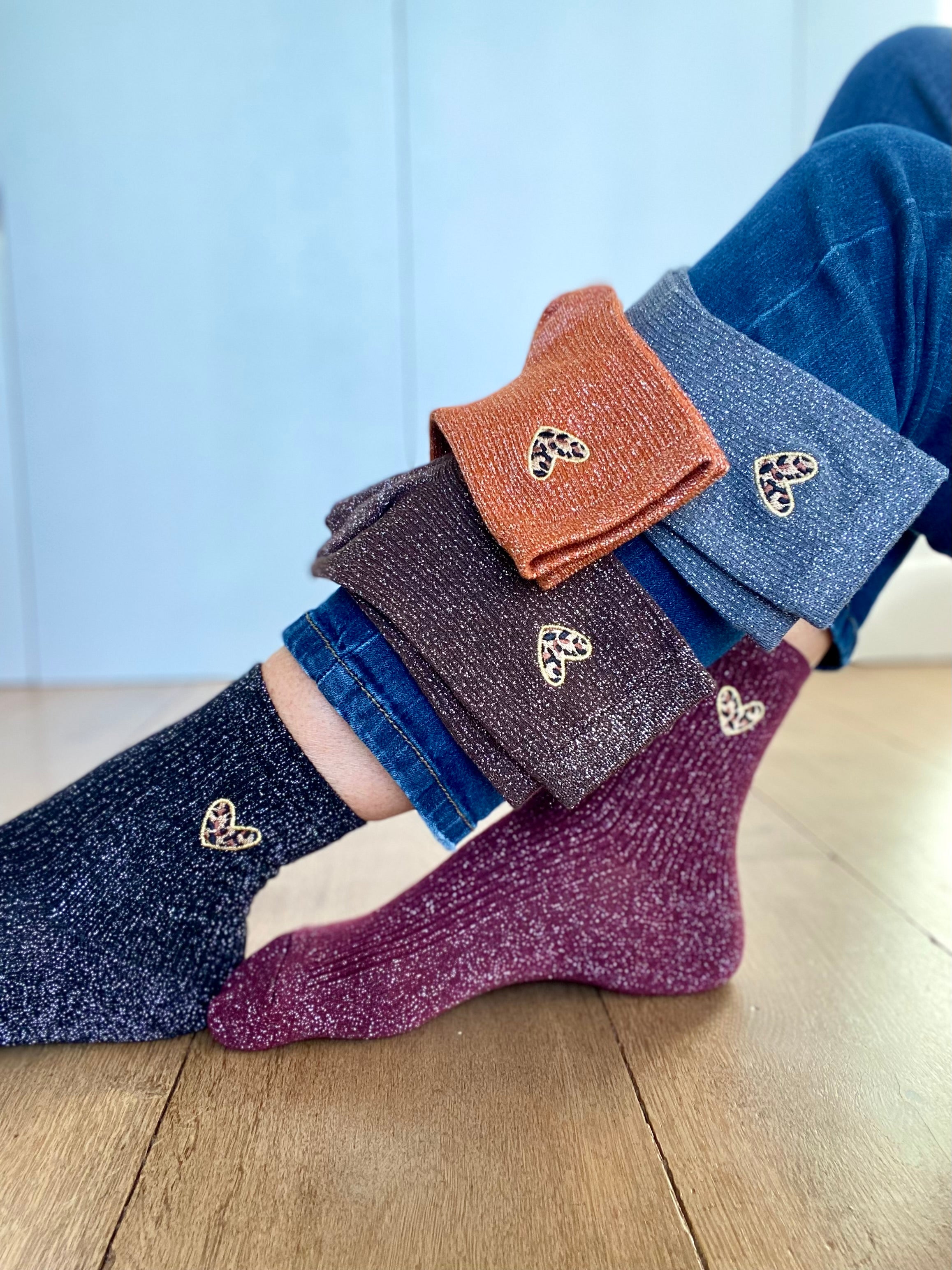 Chaussettes scintillantes glitter ZORA - Coeur Léo 🐆