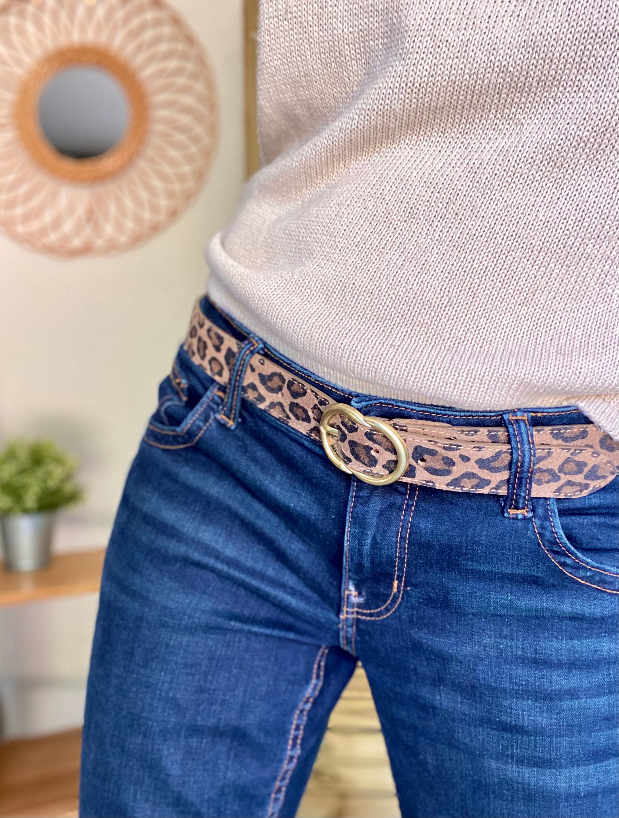 Ceinture boucle laiton - ANGIE - Léo taupe