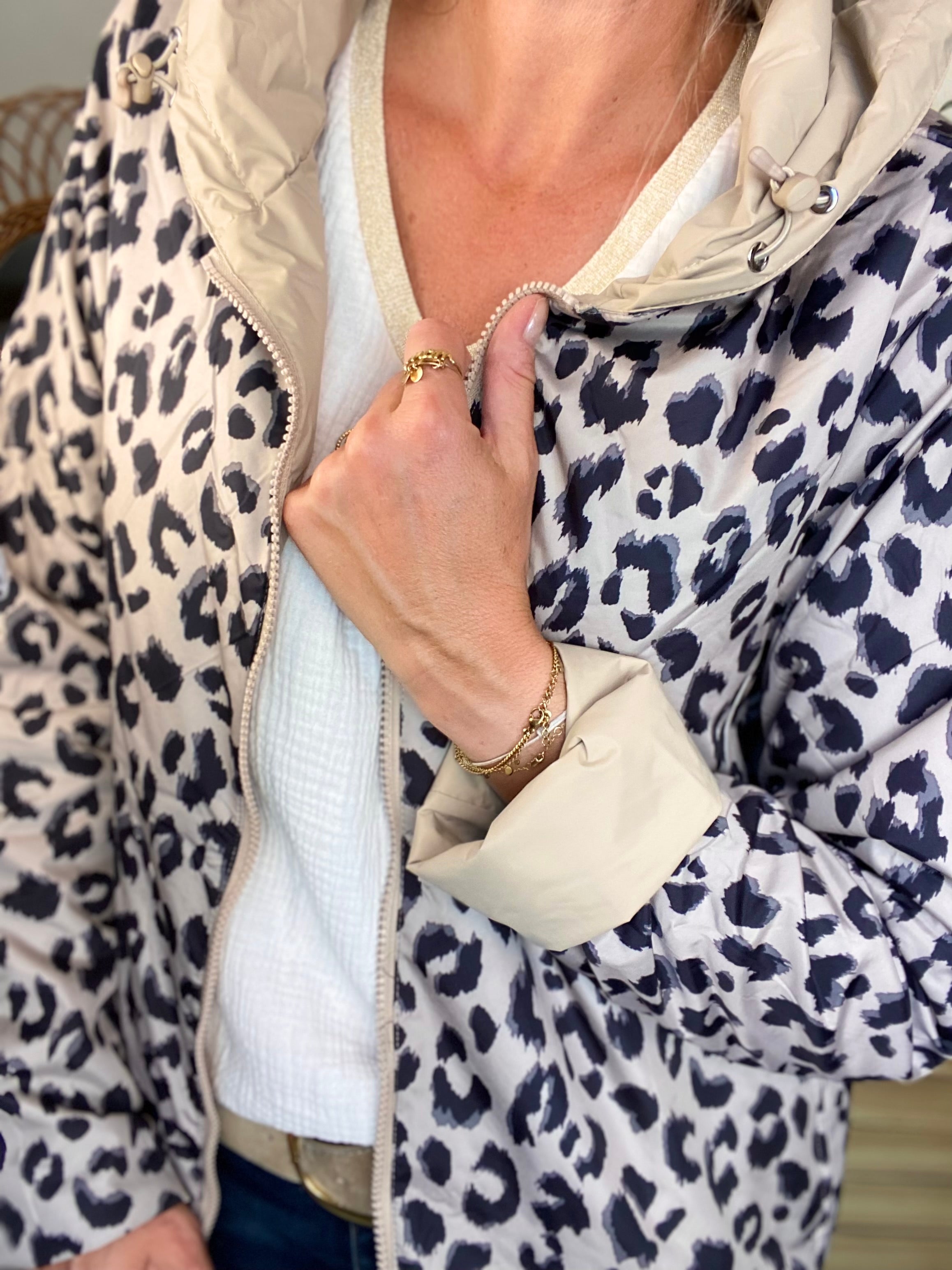 Imperméable réversible rembourré LOUISON LONG - Beige / Léo - LAURA JO
