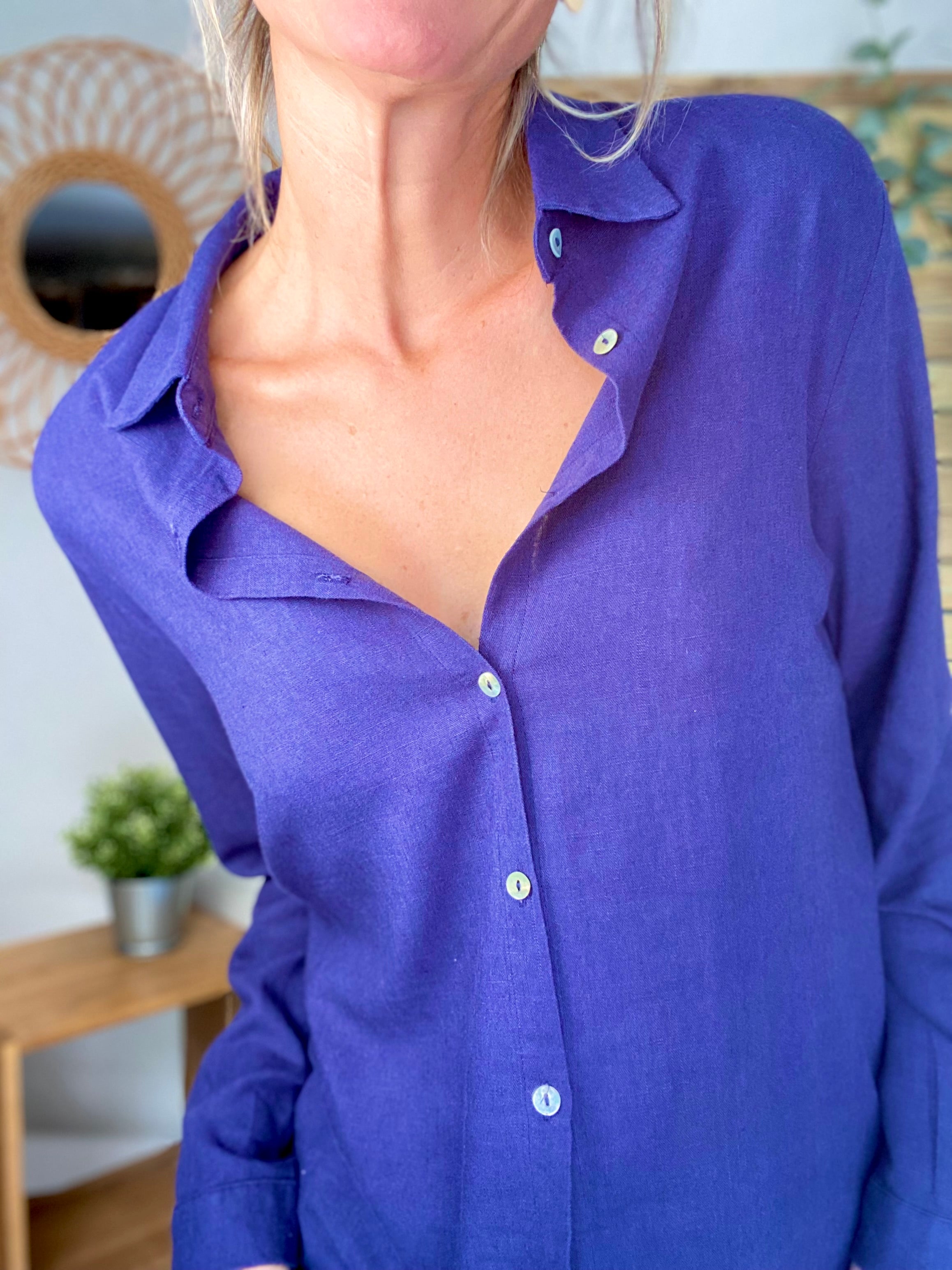 ⚡️ PÉPITES FRIDAY - Chemise lin coton bleu marine / indigo - MADISON