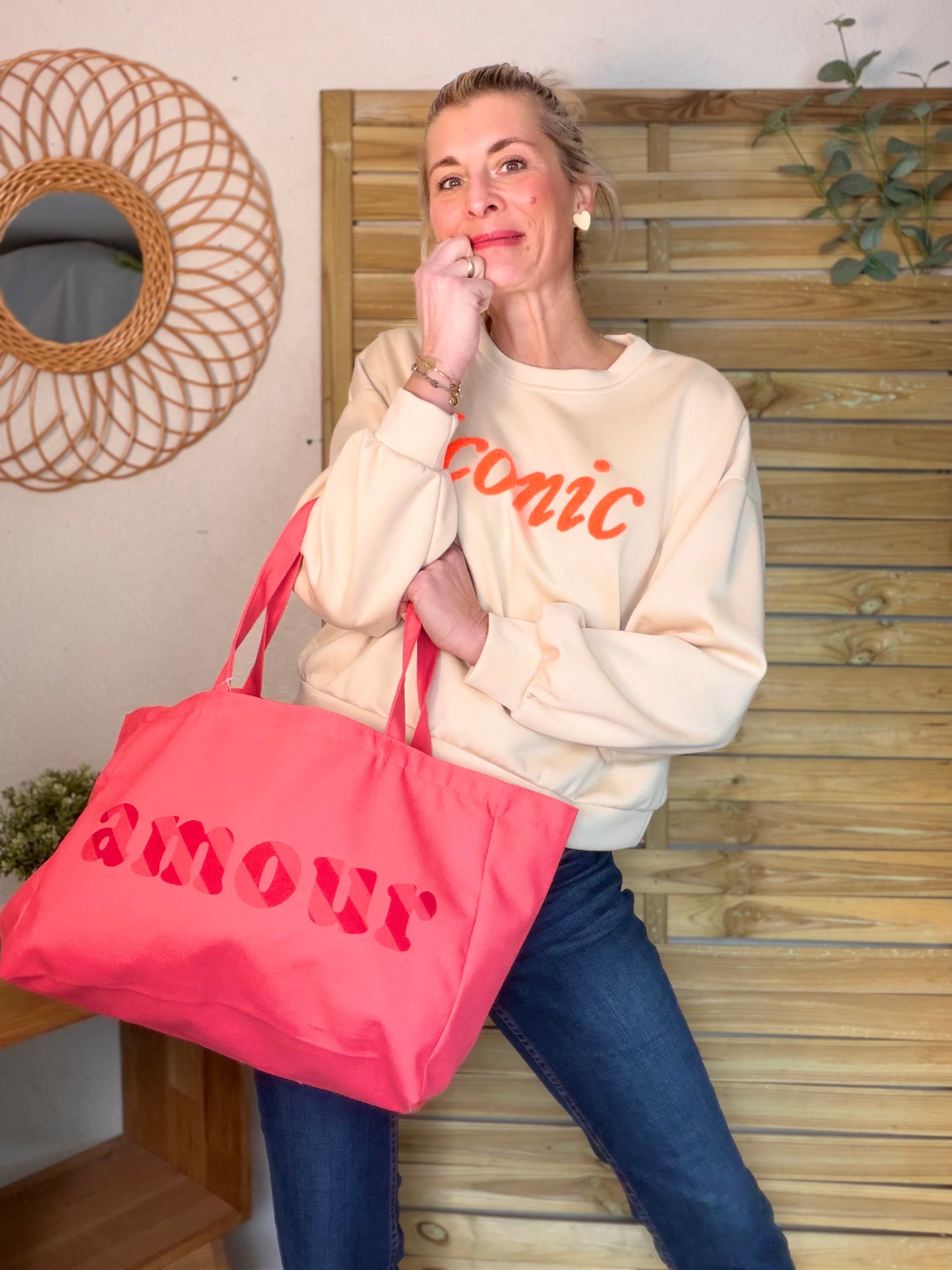 Sweat doux Iconic  - LAURINE Beige/Orange