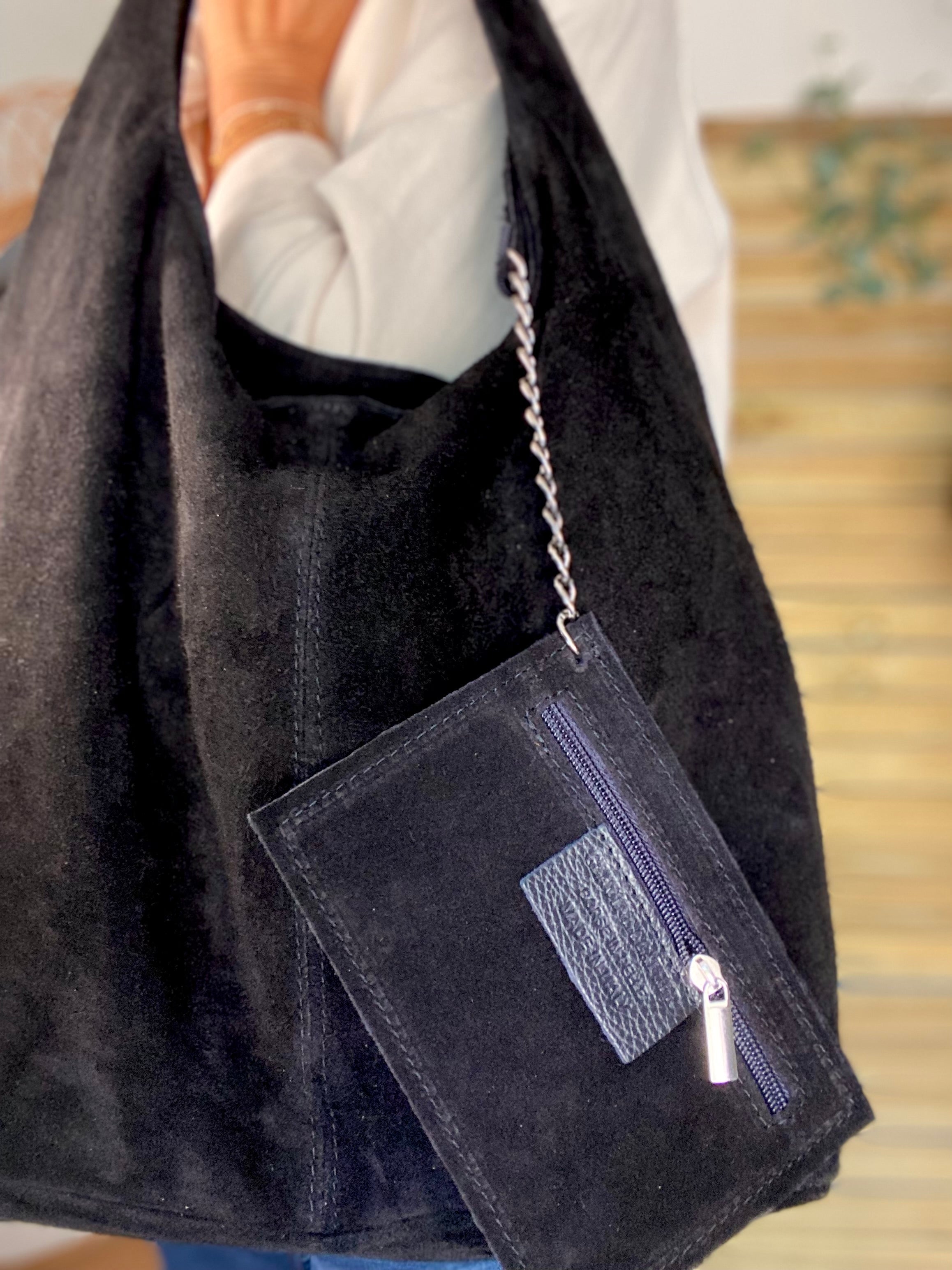 Sac cabas cuir daim MARLON - Noir