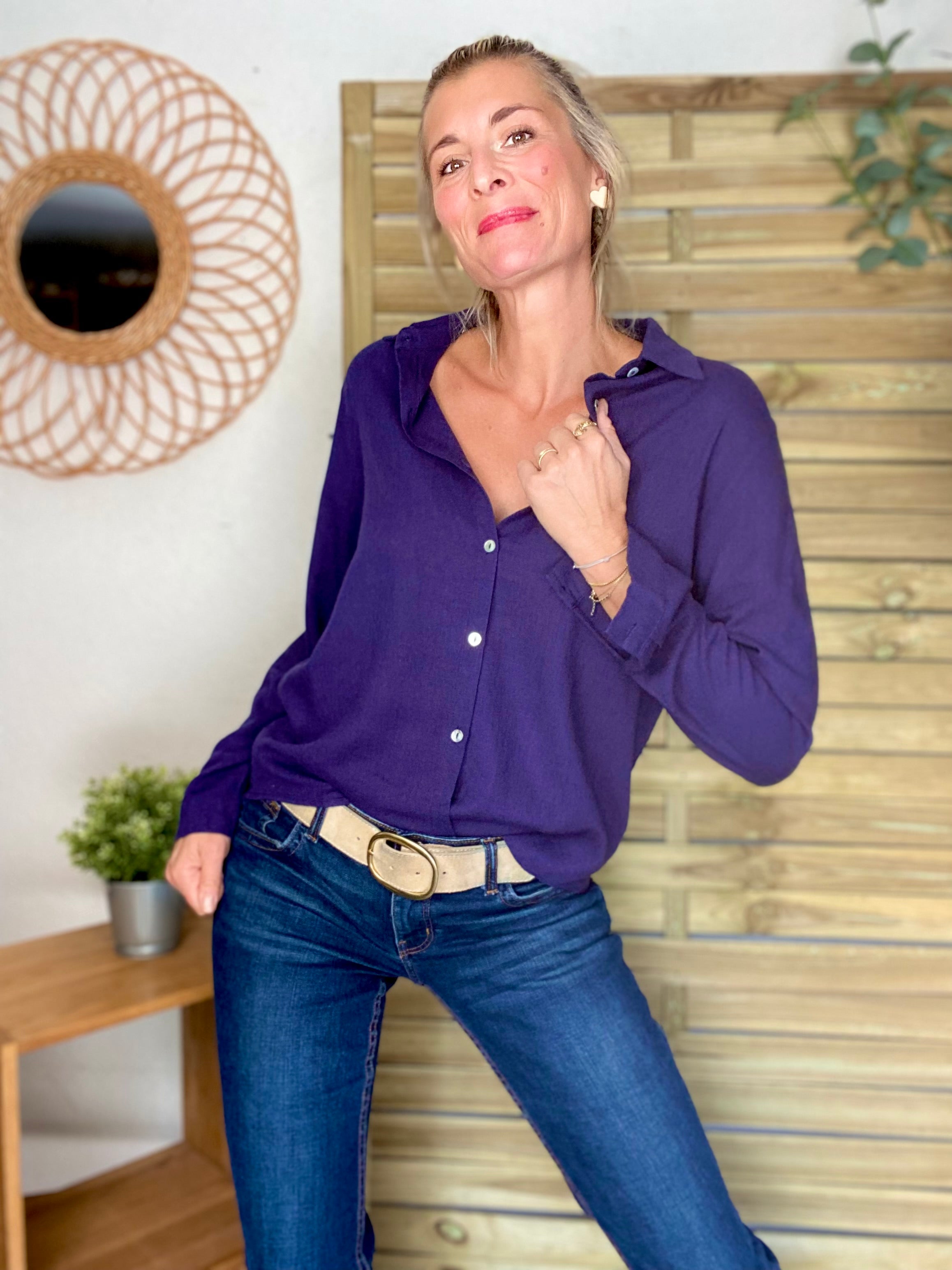 ⚡️ PÉPITES FRIDAY - Chemise lin coton bleu marine / indigo - MADISON