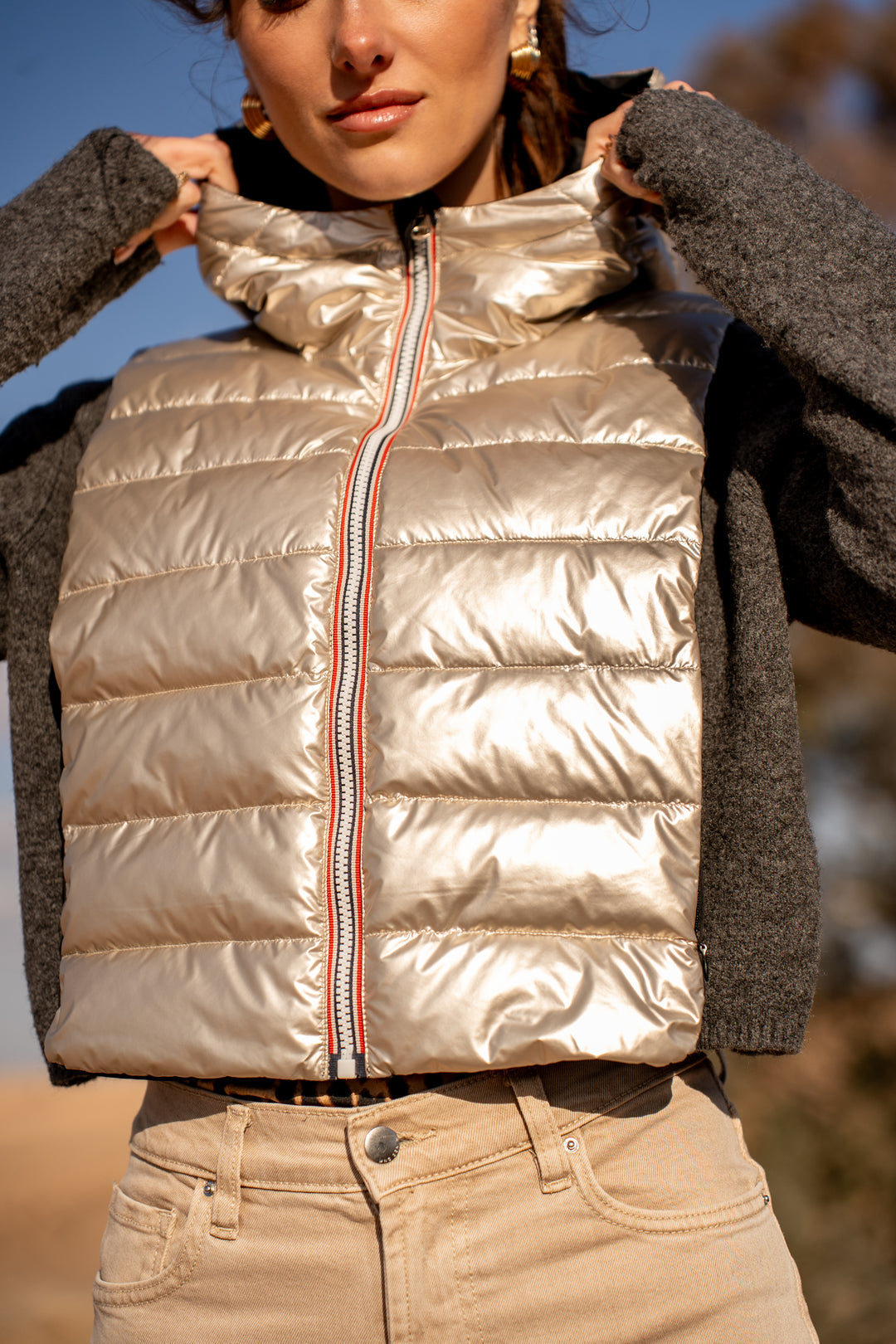 Col capuche amovible réversible  DANY - LAURA JO - Noir / Doré