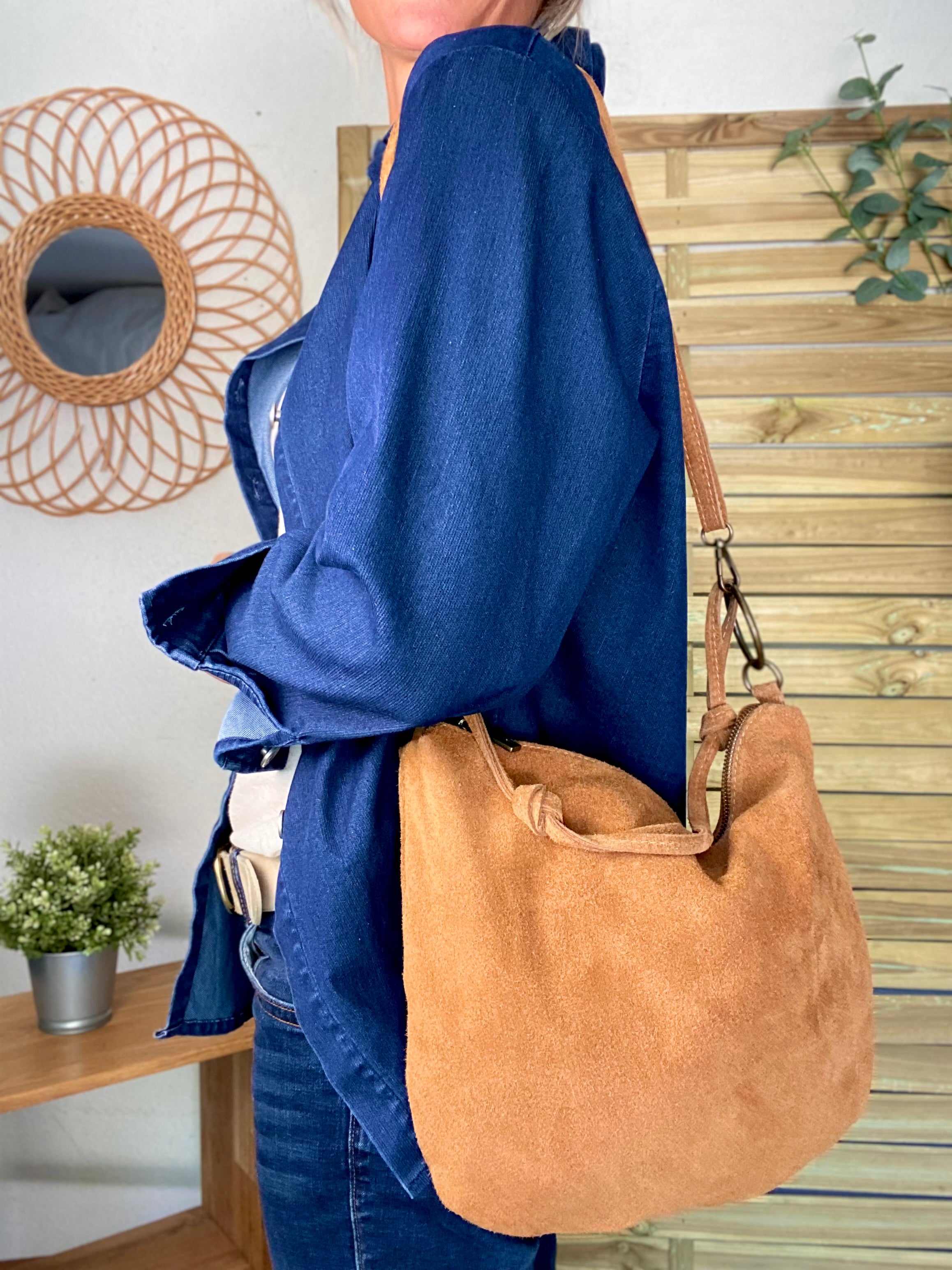 Sac en cuir daim SCOTT - Camel