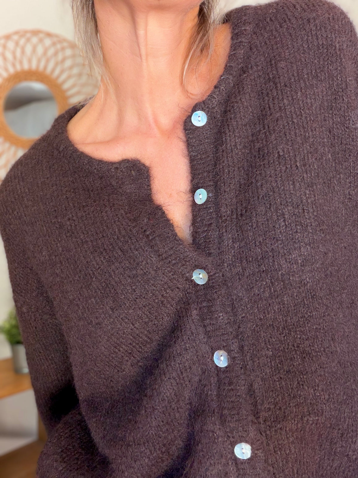 Gilet en maille MERYL - Chocolat brut