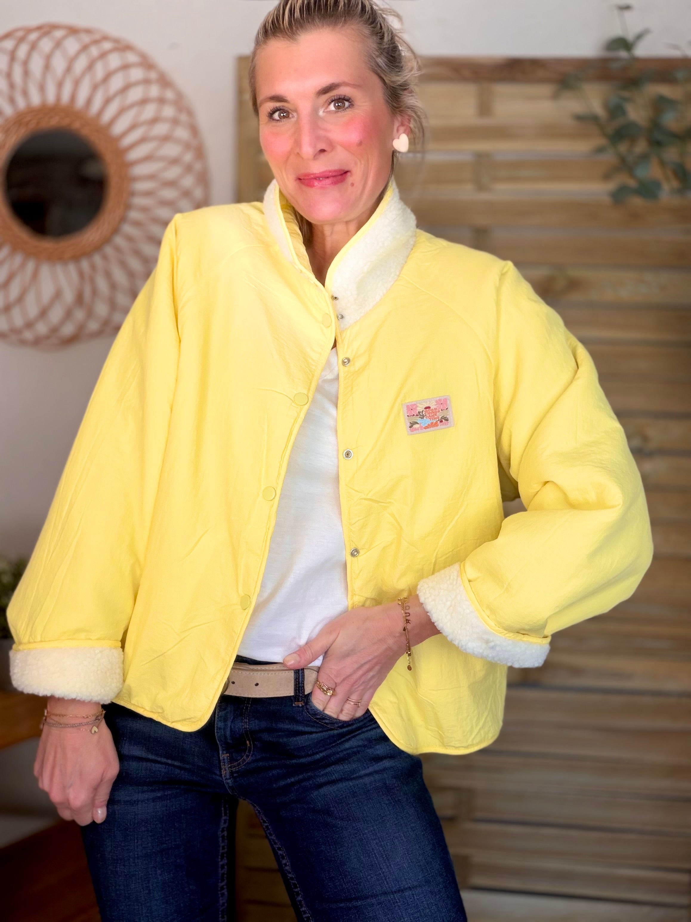 Veste matelassée réversible Sherpa AMÉLIE Jaune