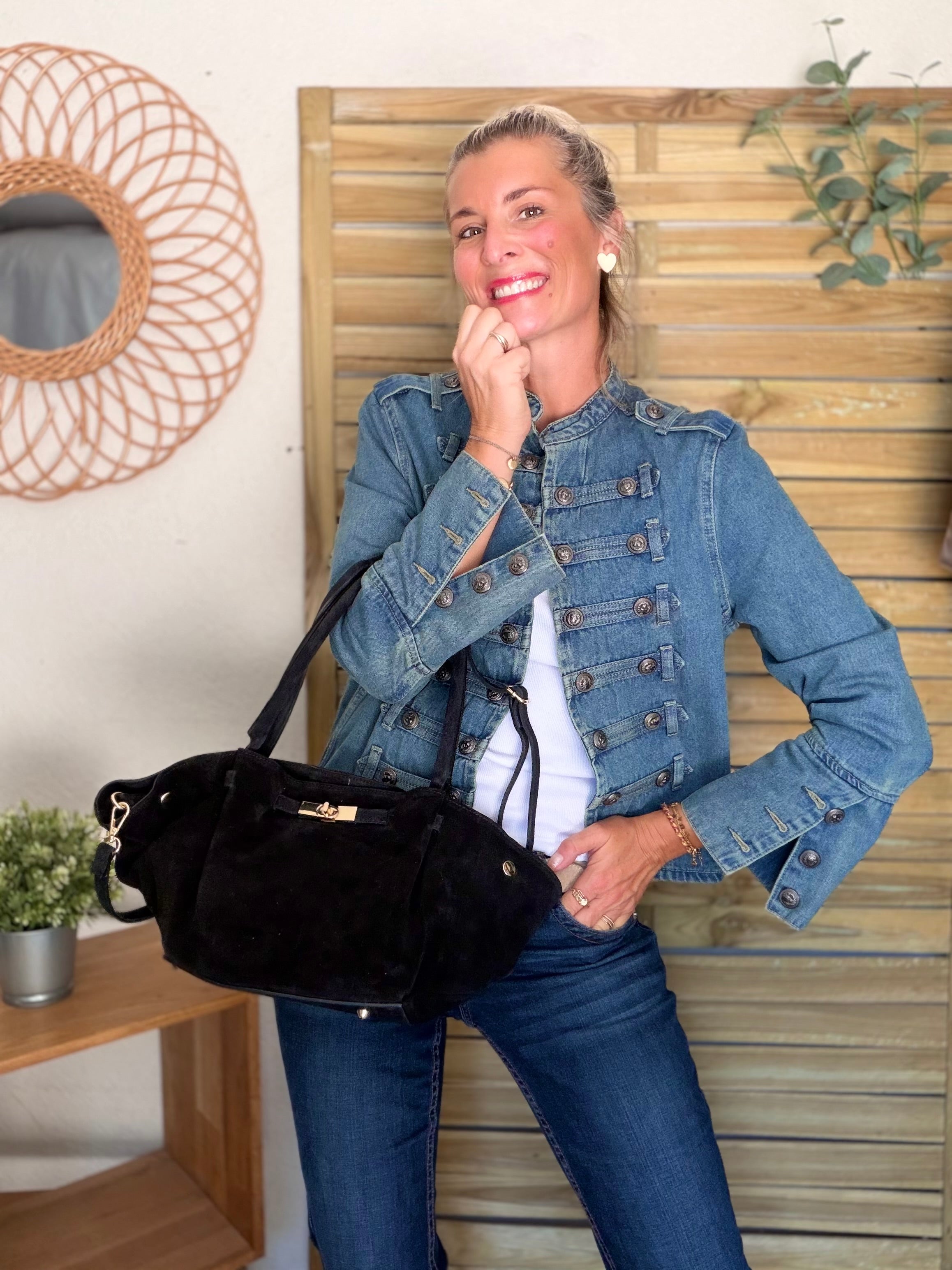 Veste courte en jean NAPOLÉON - Bleu Jean