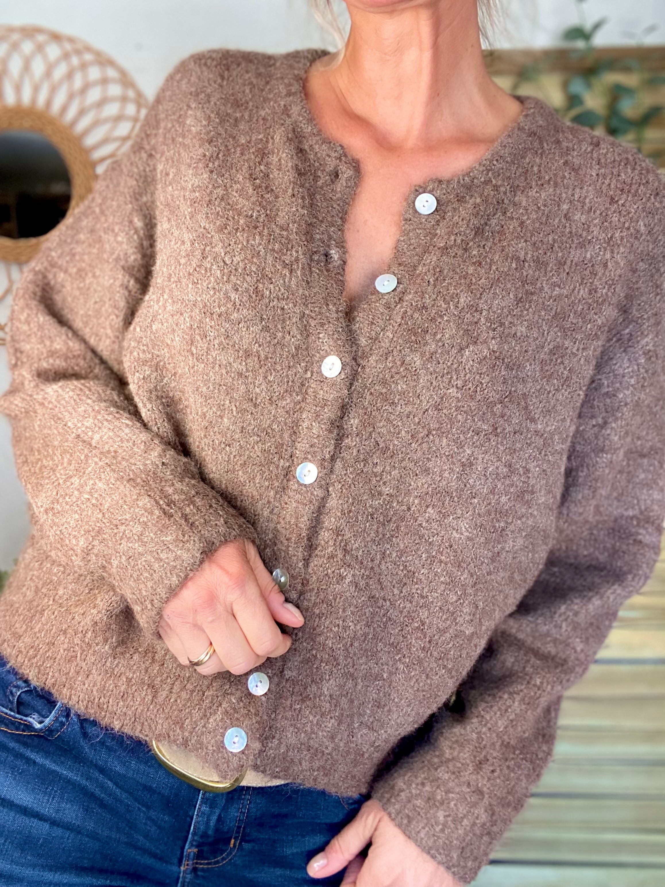 Gilet en maille MERYL - Chocolat chiné