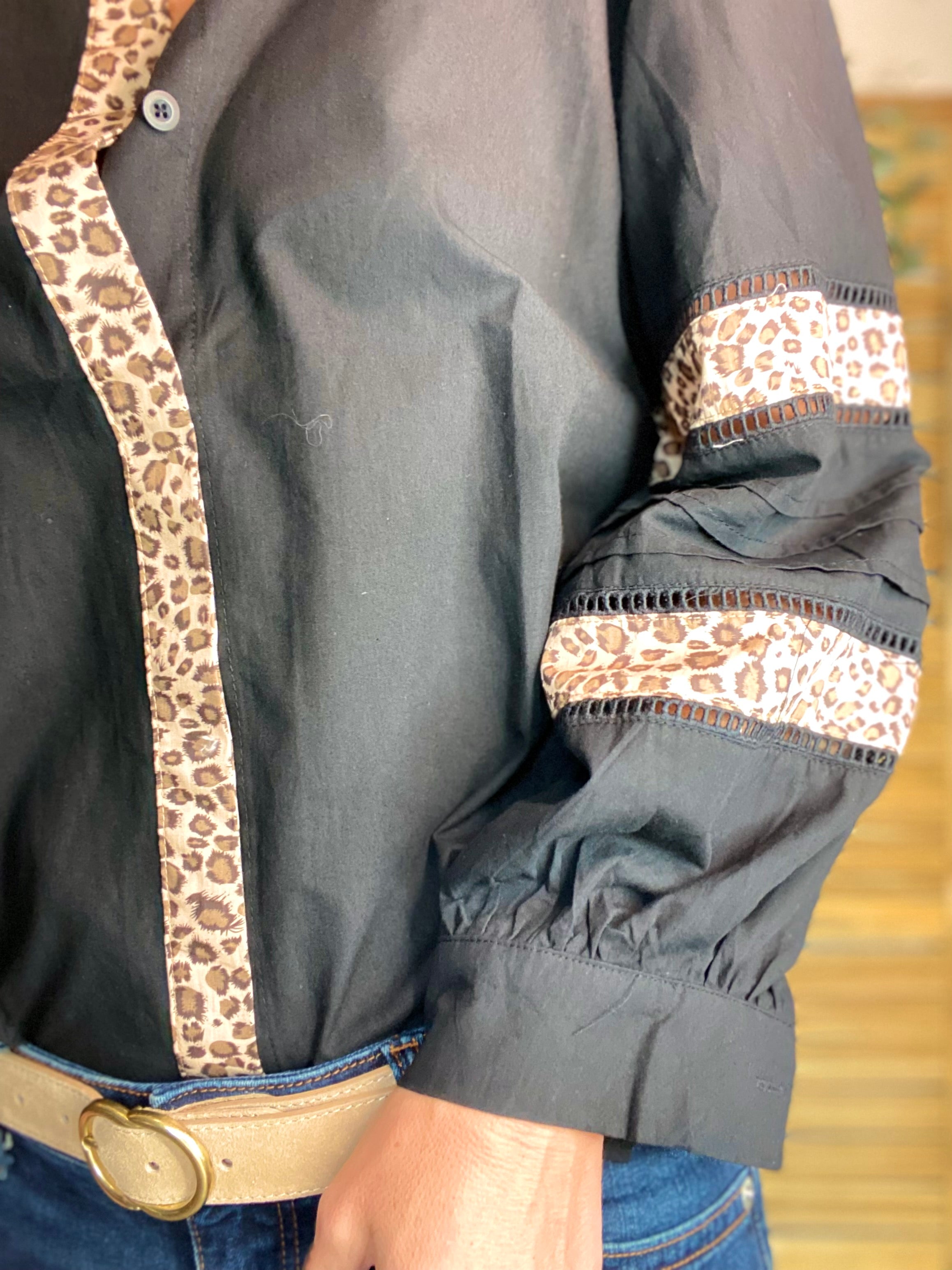 ⚡️ ARRIVAGE - Chemise coton détails Léo 🐆 SCARLETT Noir