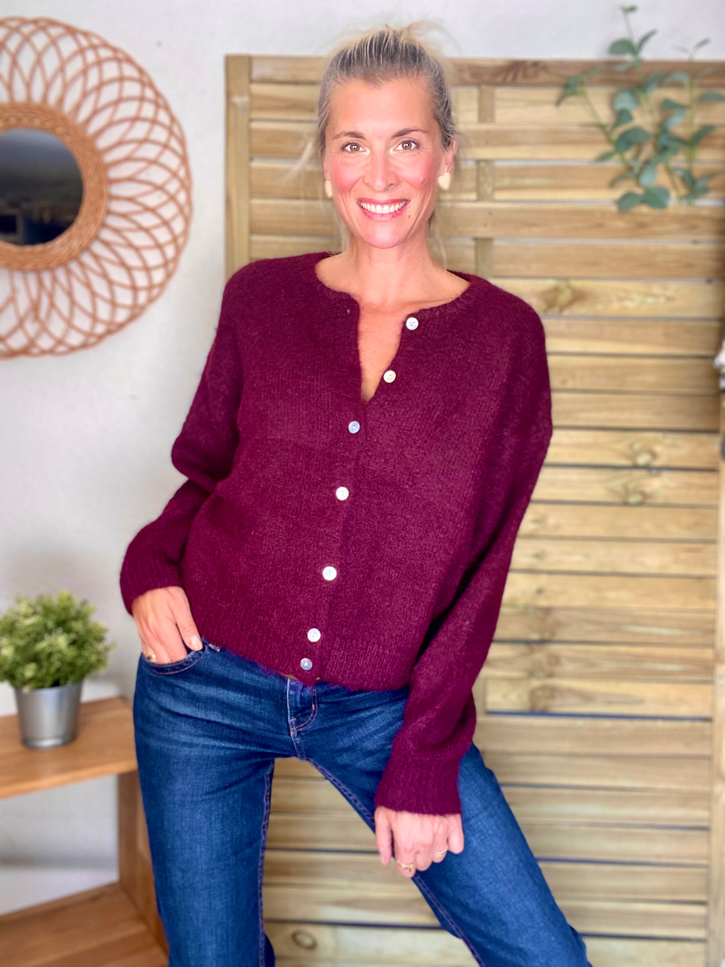 Gilet en maille SYDNEY - Bordeaux