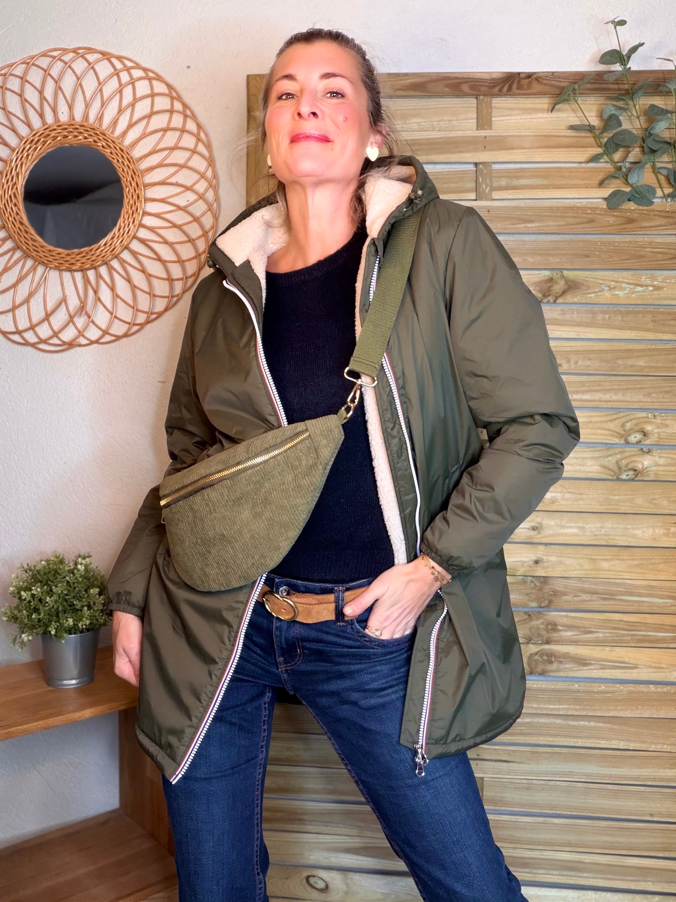 Sac banane XL velours côtelé Ciao Boum - IVY - Kaki (20 coloris)