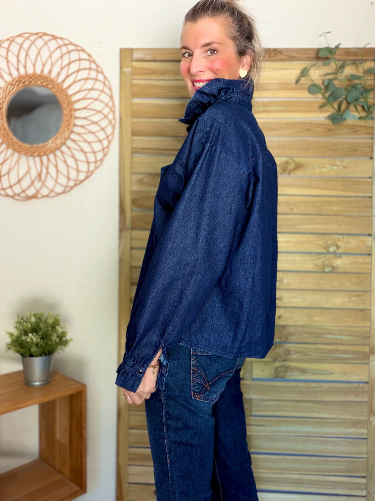 Chemise Denim brut col victorien SOPHIE