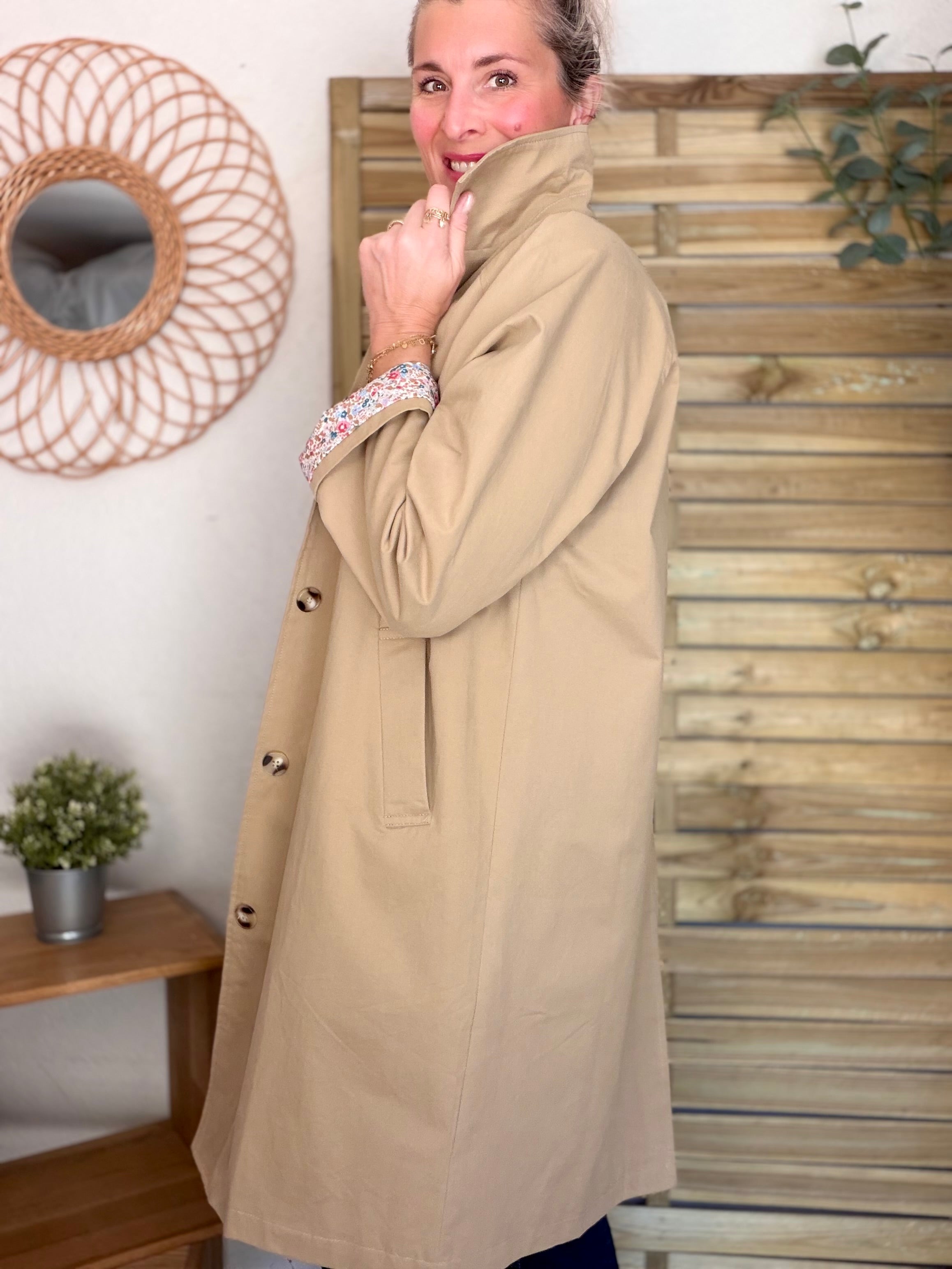 Veste Trench mi long en coton Camel avec Liberty CALLIE