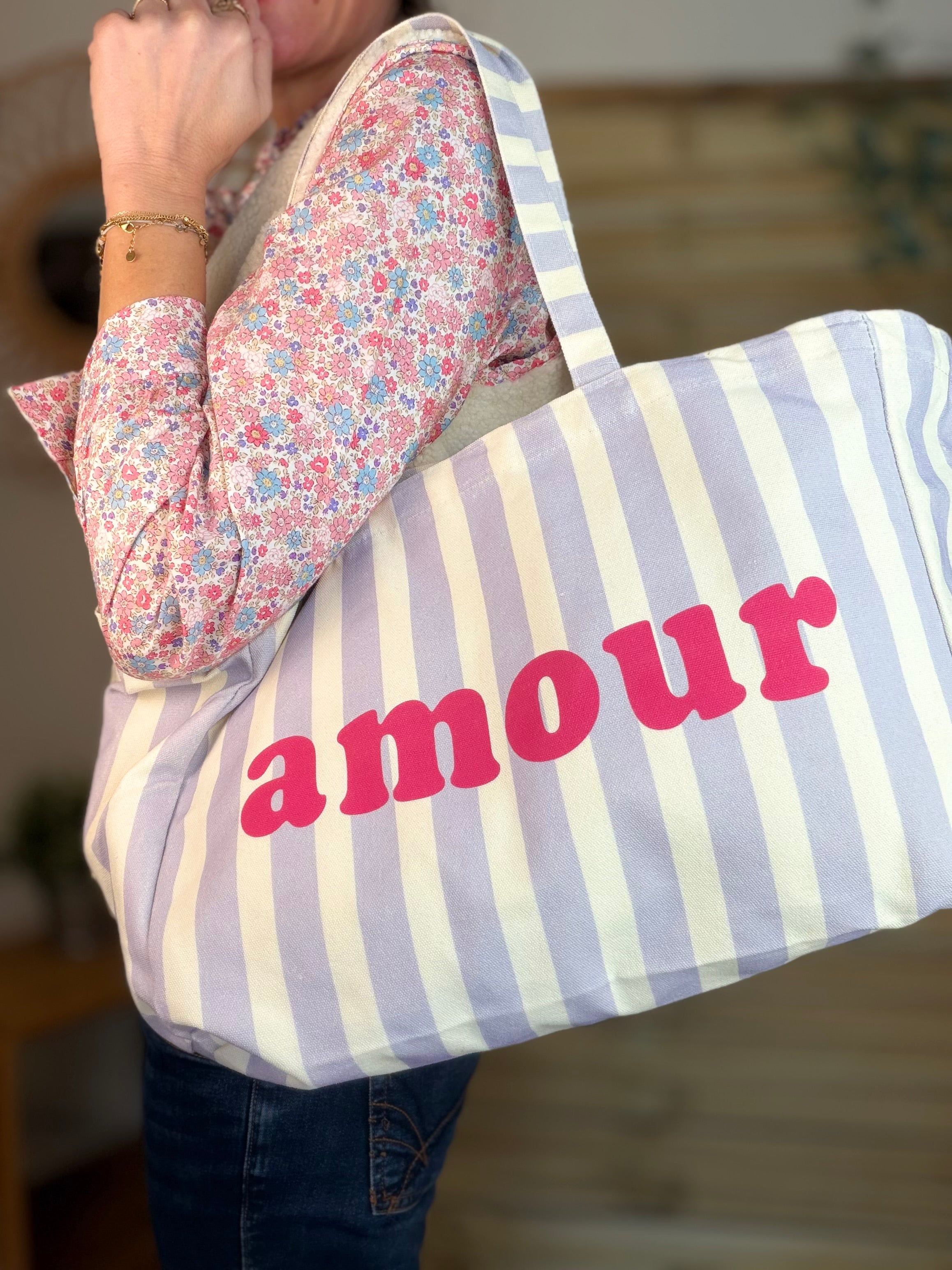 Grand Tote bag rayé amour BELLY