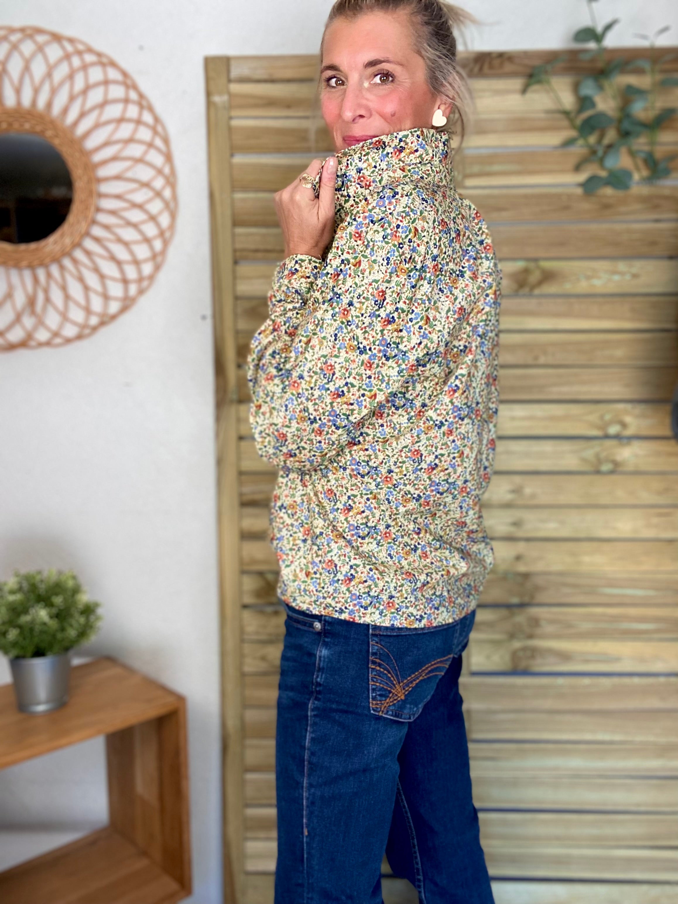 Chemise en coton imprimé Liberty vert 🌱 🌺 ÉLISE
