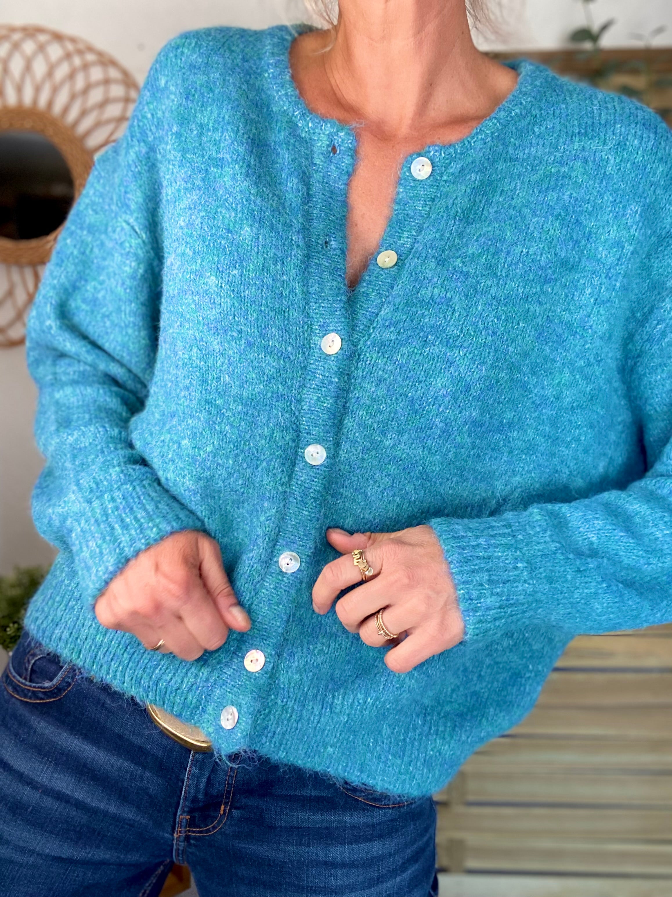Gilet en maille MERYL - Bleu canard