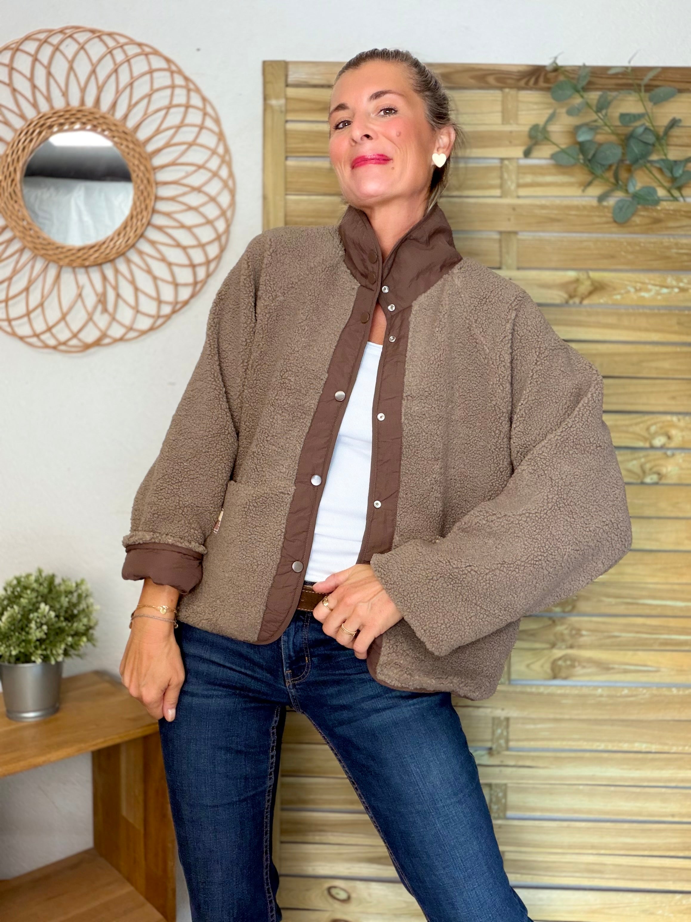 Veste matelassée réversible Sherpa AMÉLIE Chocolat