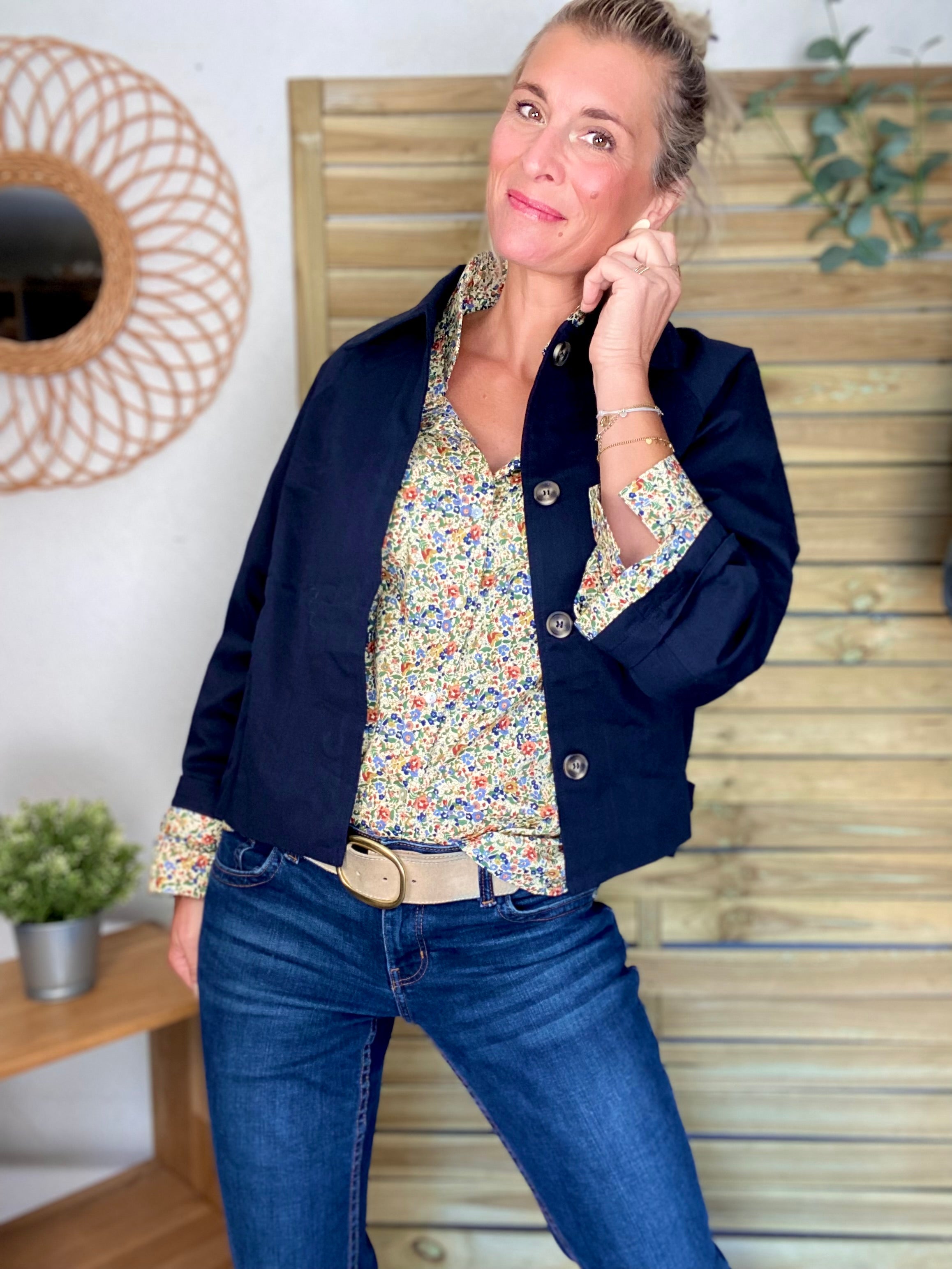 Chemise en coton imprimé Liberty vert 🌱 🌺 ÉLISE