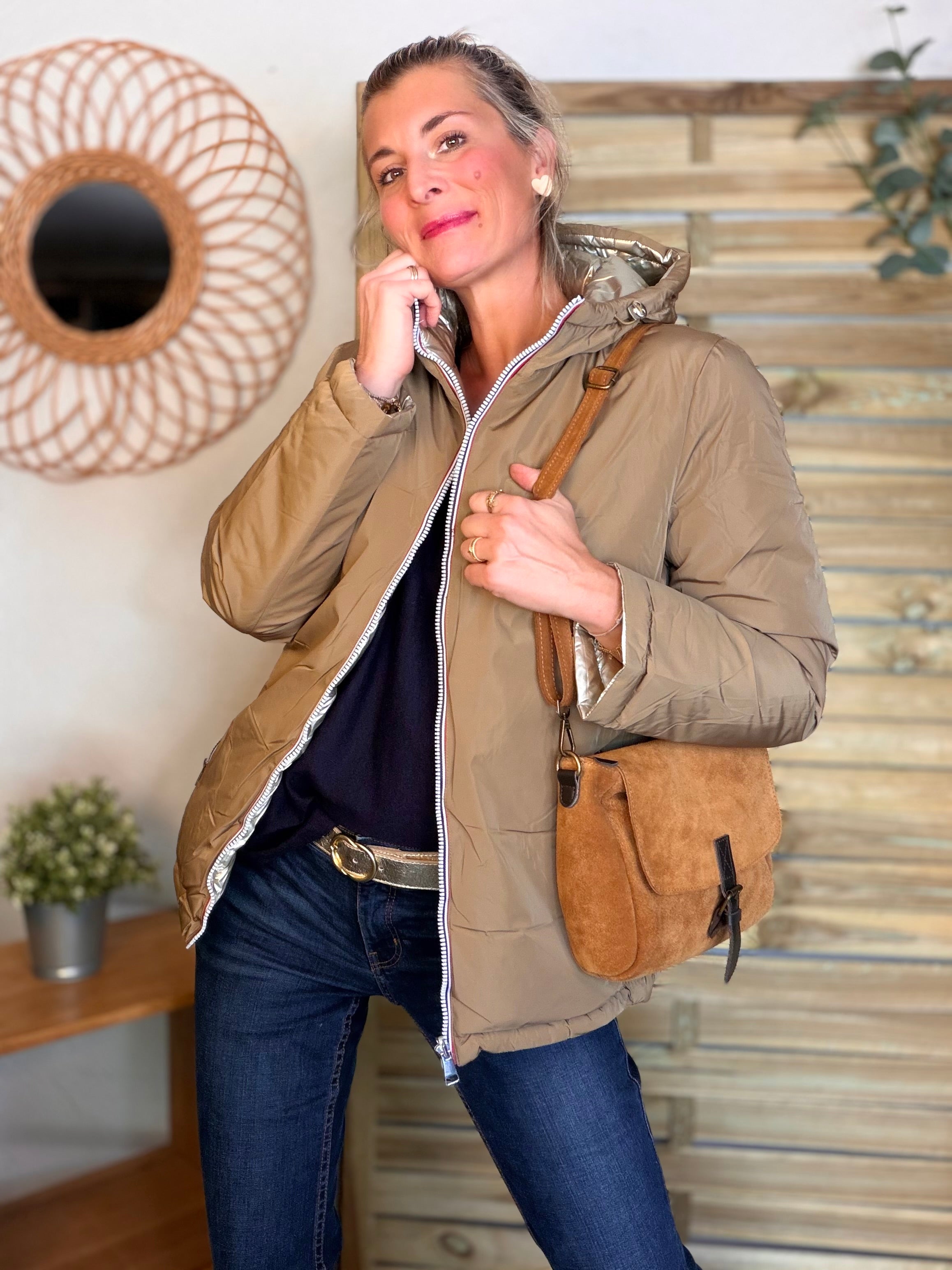 ⚡️PÉPITES FRIDAY - Doudoune imperméable réversible longue ANGÈLE COURT - Camel - MELYA MELODY