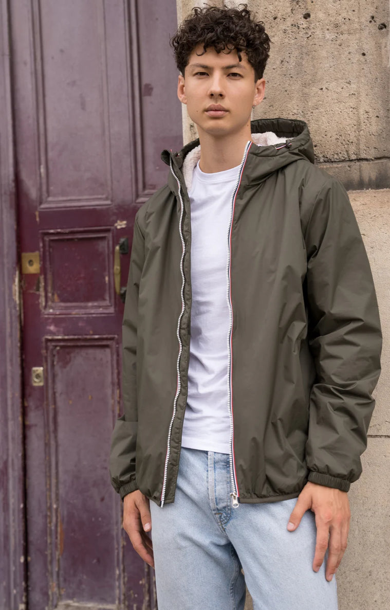 Parka Imperméable Homme LOUIS* COURT fourré sherpa - Kaki - Laura Jo