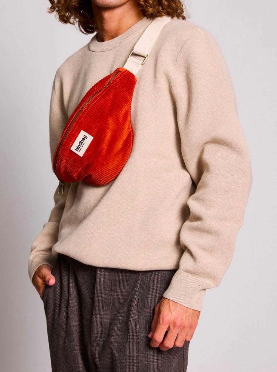 Sac banane HINDBAG Olivia Velours Brique