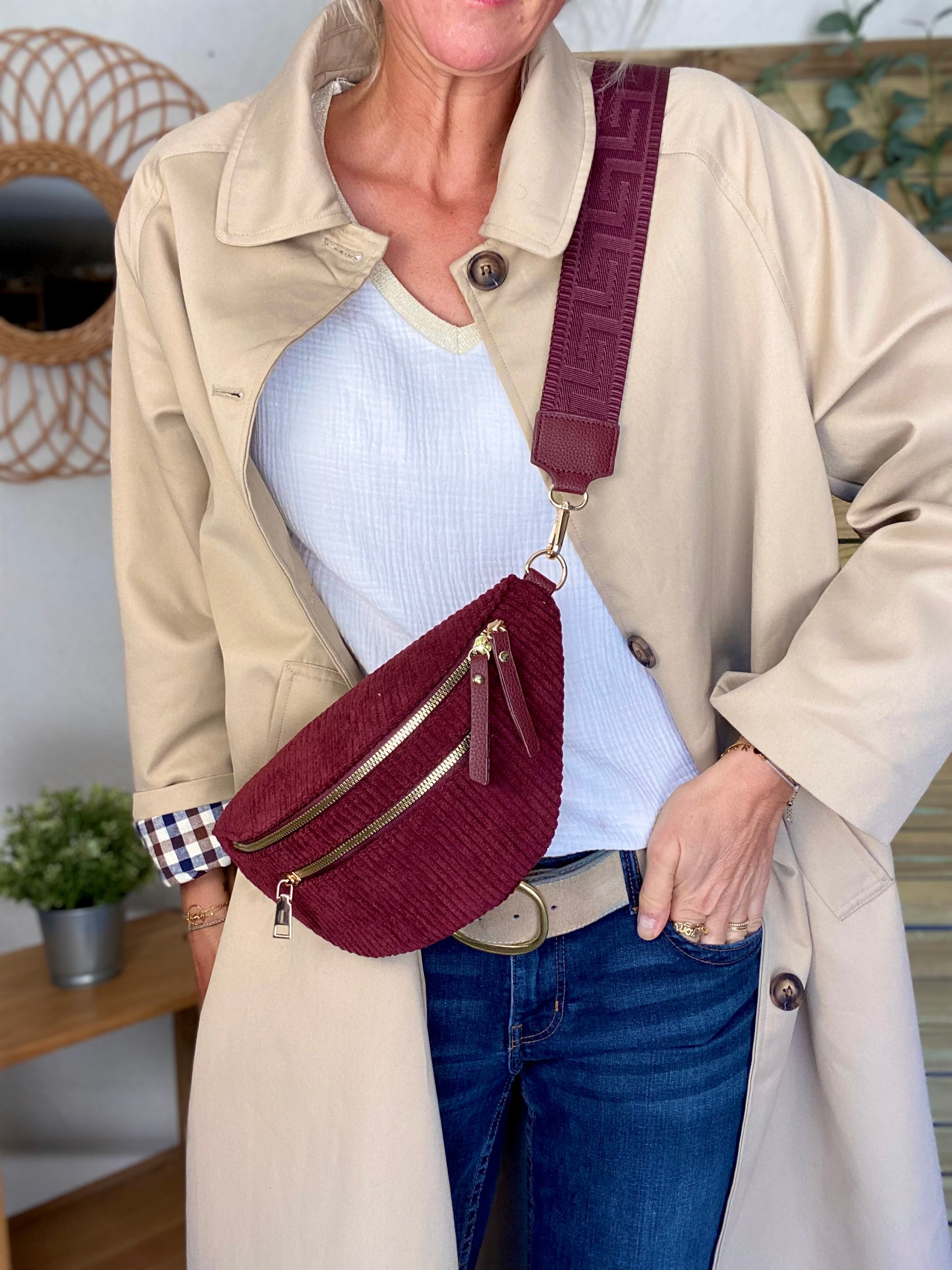 Veste Trench en coton avec vichy - YSEULT long Beige