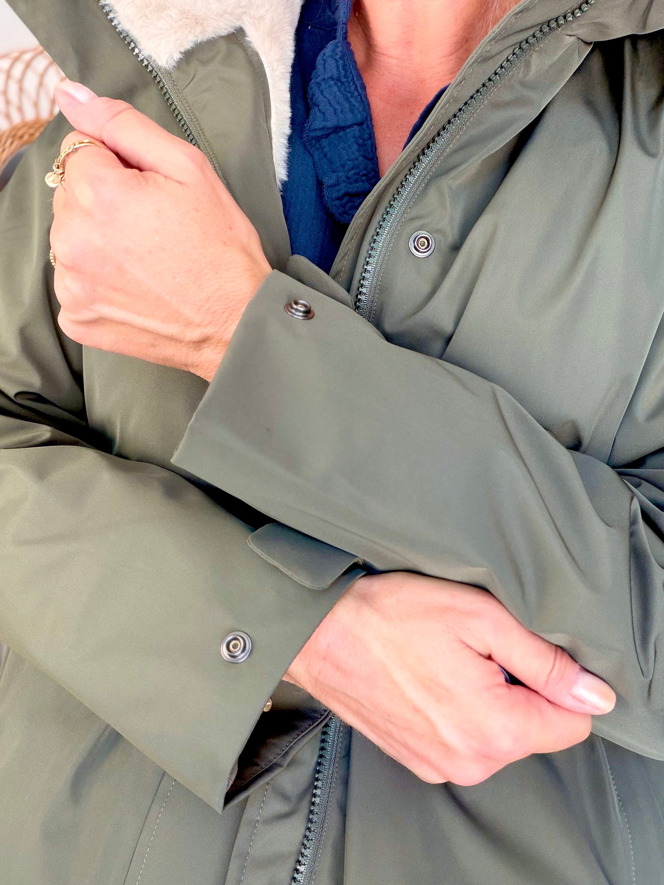 LAURA JO - Parka fourrée imperméable AMBRE MI-LONG - Kaki / Beige
