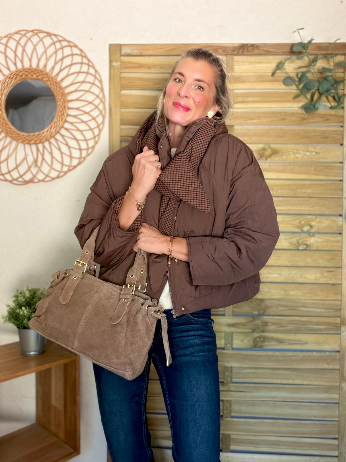 PRÉCOMMANDE (Expédition 22/10) • Veste matelassée capuche amovible réversible ODILE Chocolat