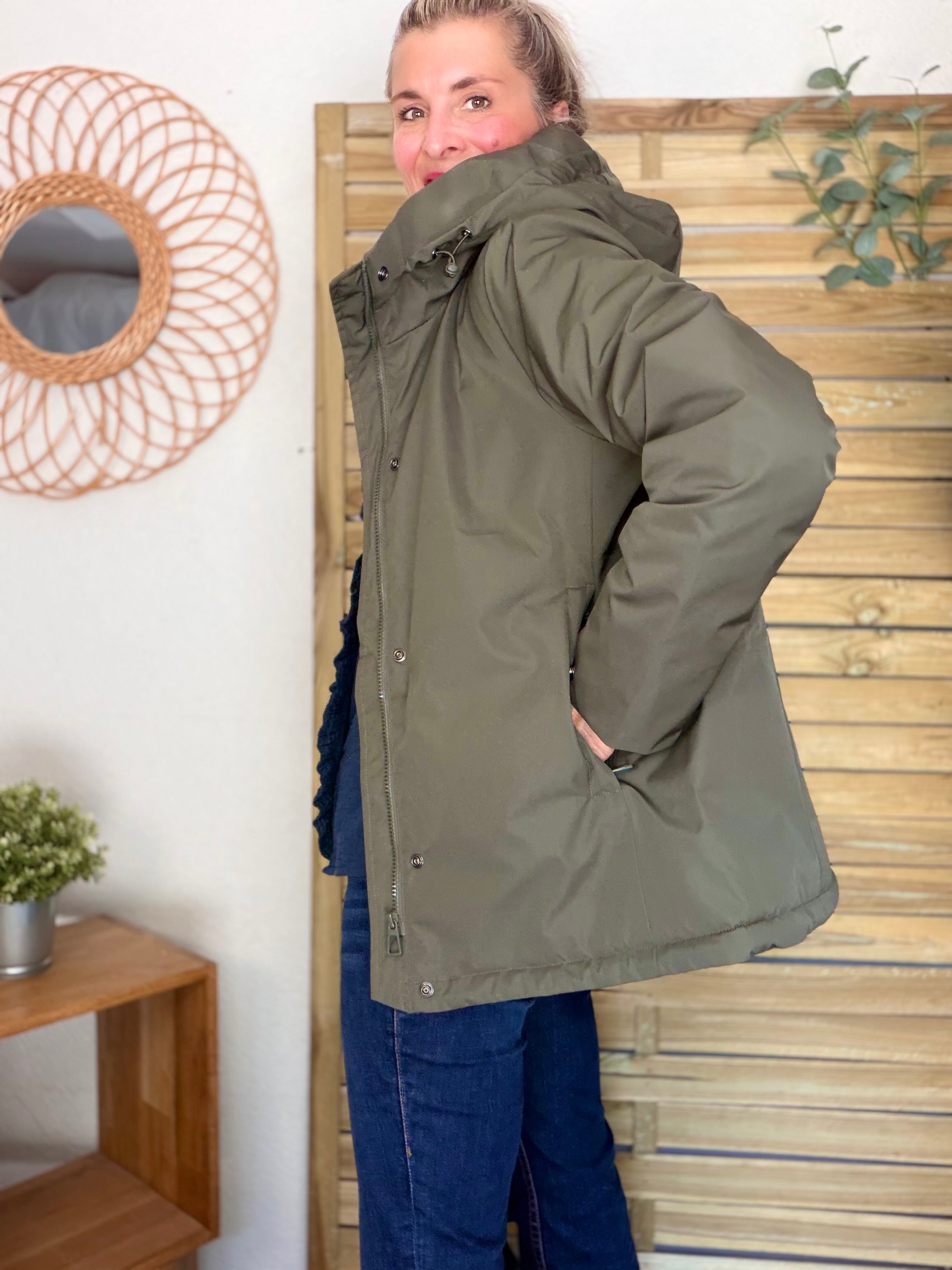 LAURA JO - Parka fourrée imperméable AMBRE MI-LONG - Kaki / Beige
