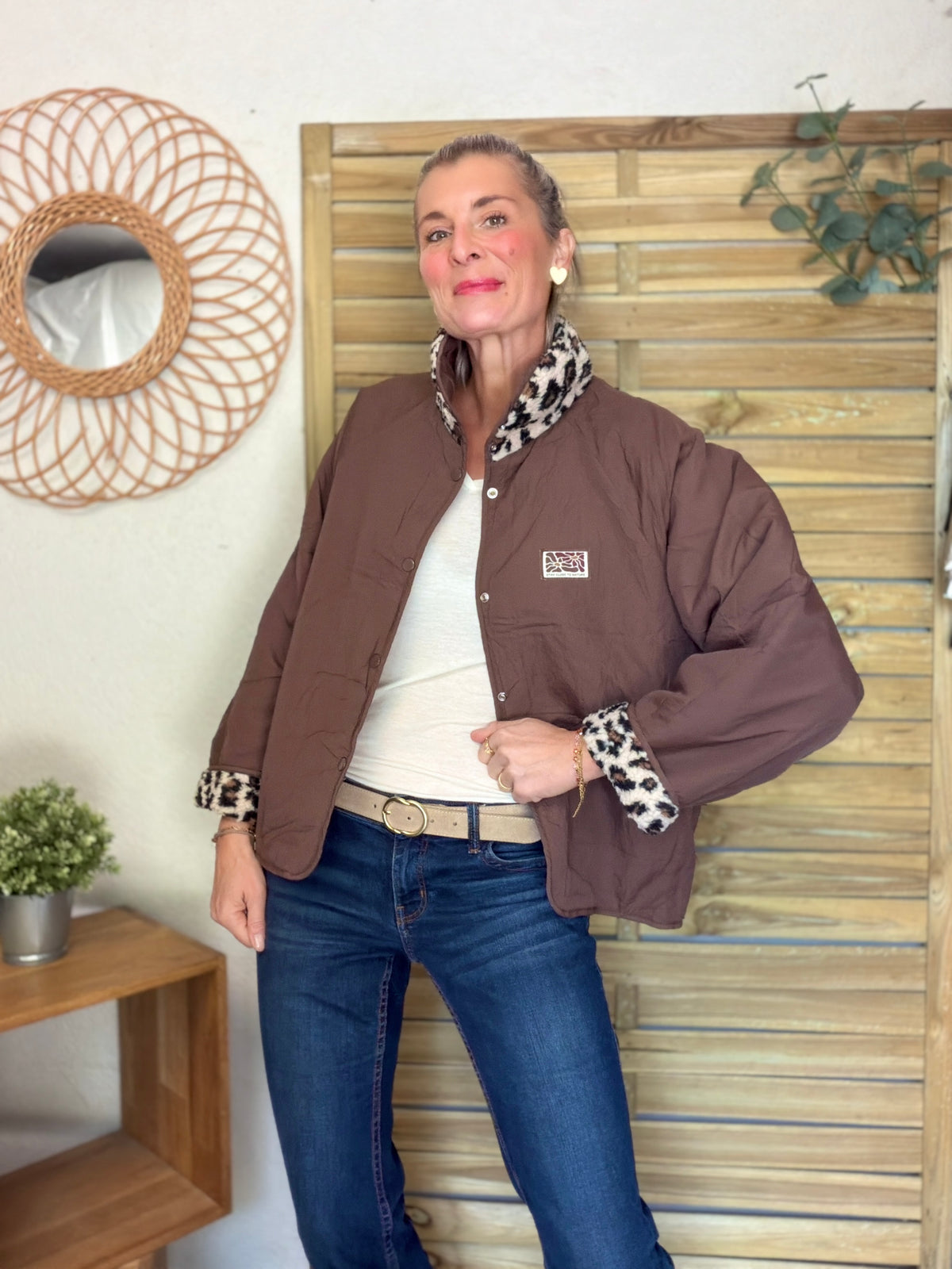 Veste matelassée réversible Sherpa AMÉLIE Choco / Léo