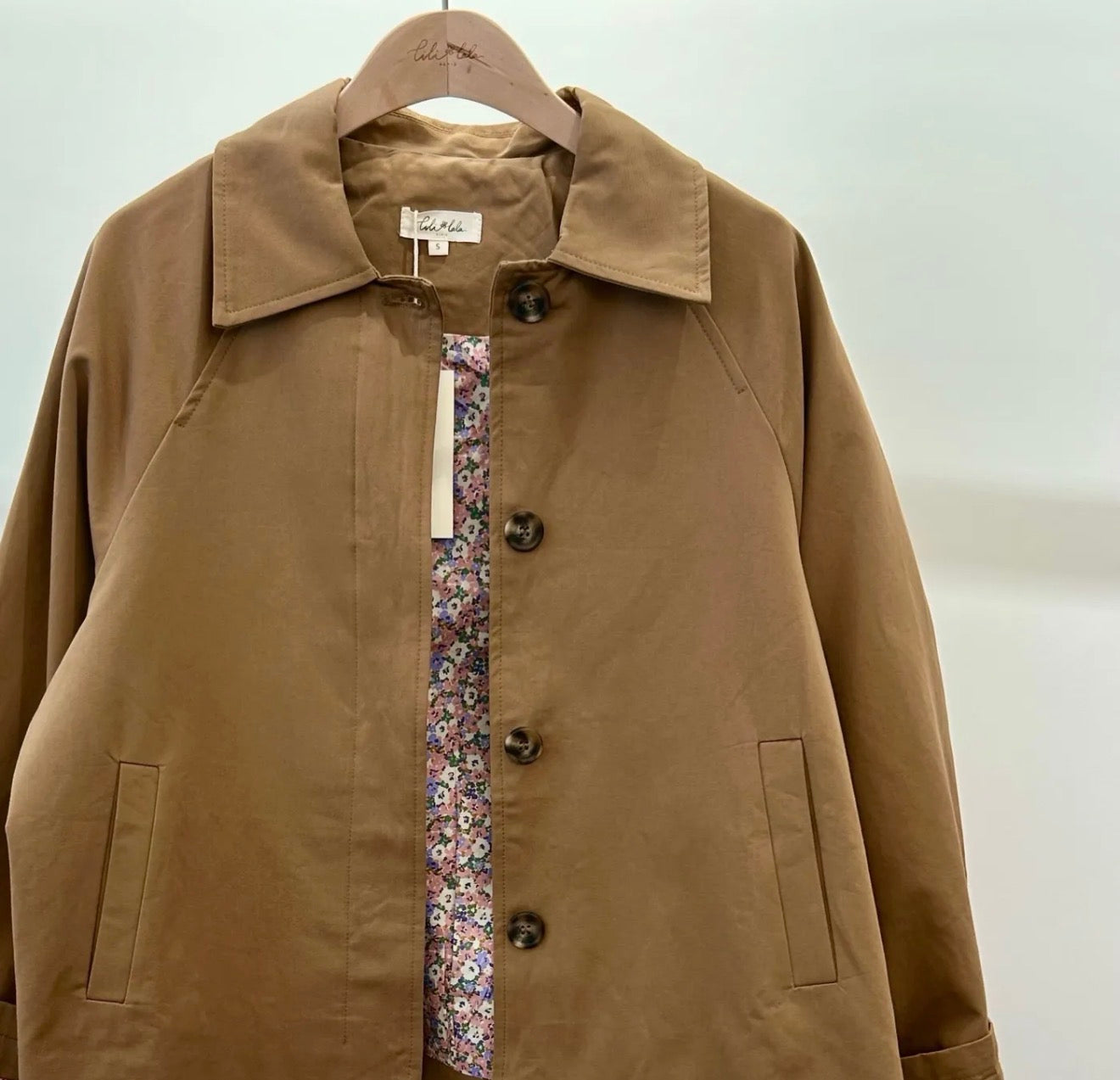 Veste Trench en coton Camel avec Liberty - MAHAUT - LILI et LALA
