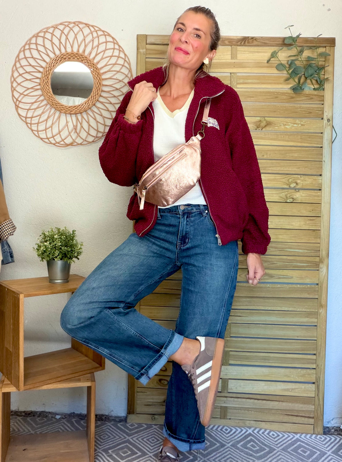 Pantalon Jean coupe barrel LÉON Bleu