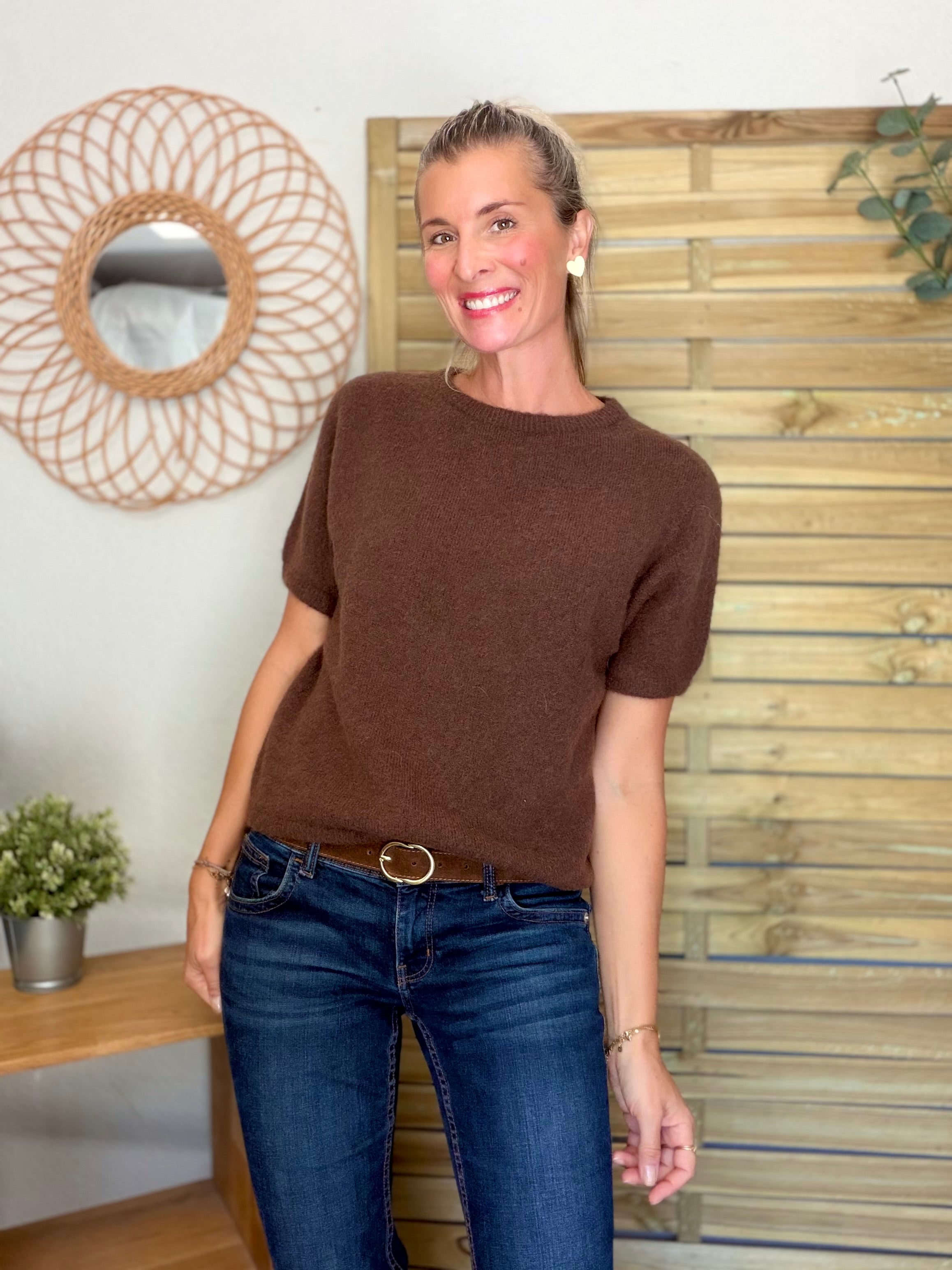 Pull laine et alpaga PEGGY - Chocolat