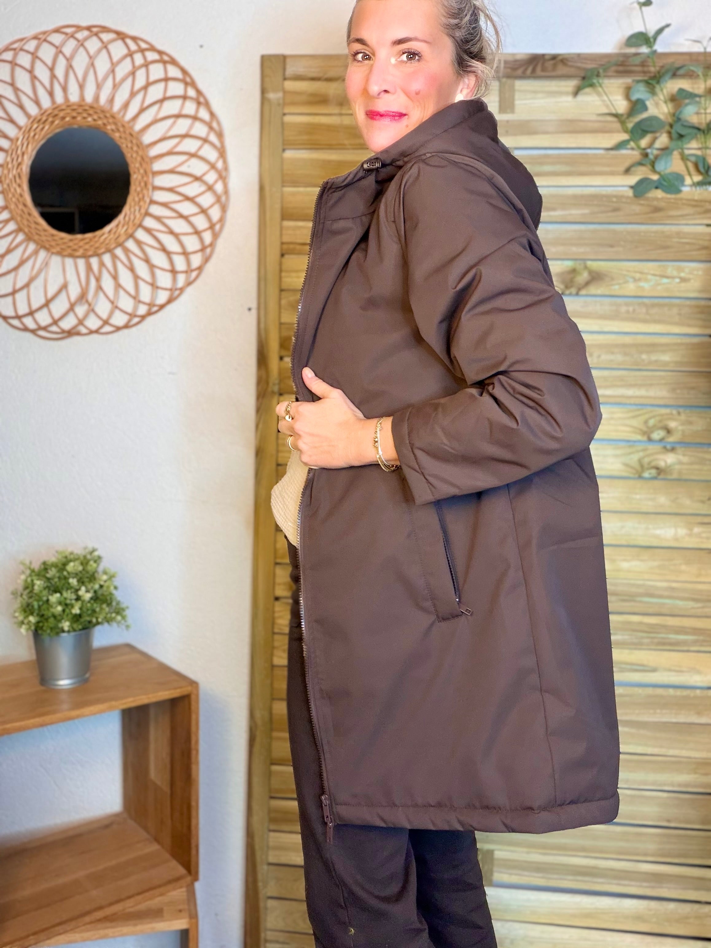 Parka déperlante fourrée Léo ALBANE -  Chocolat