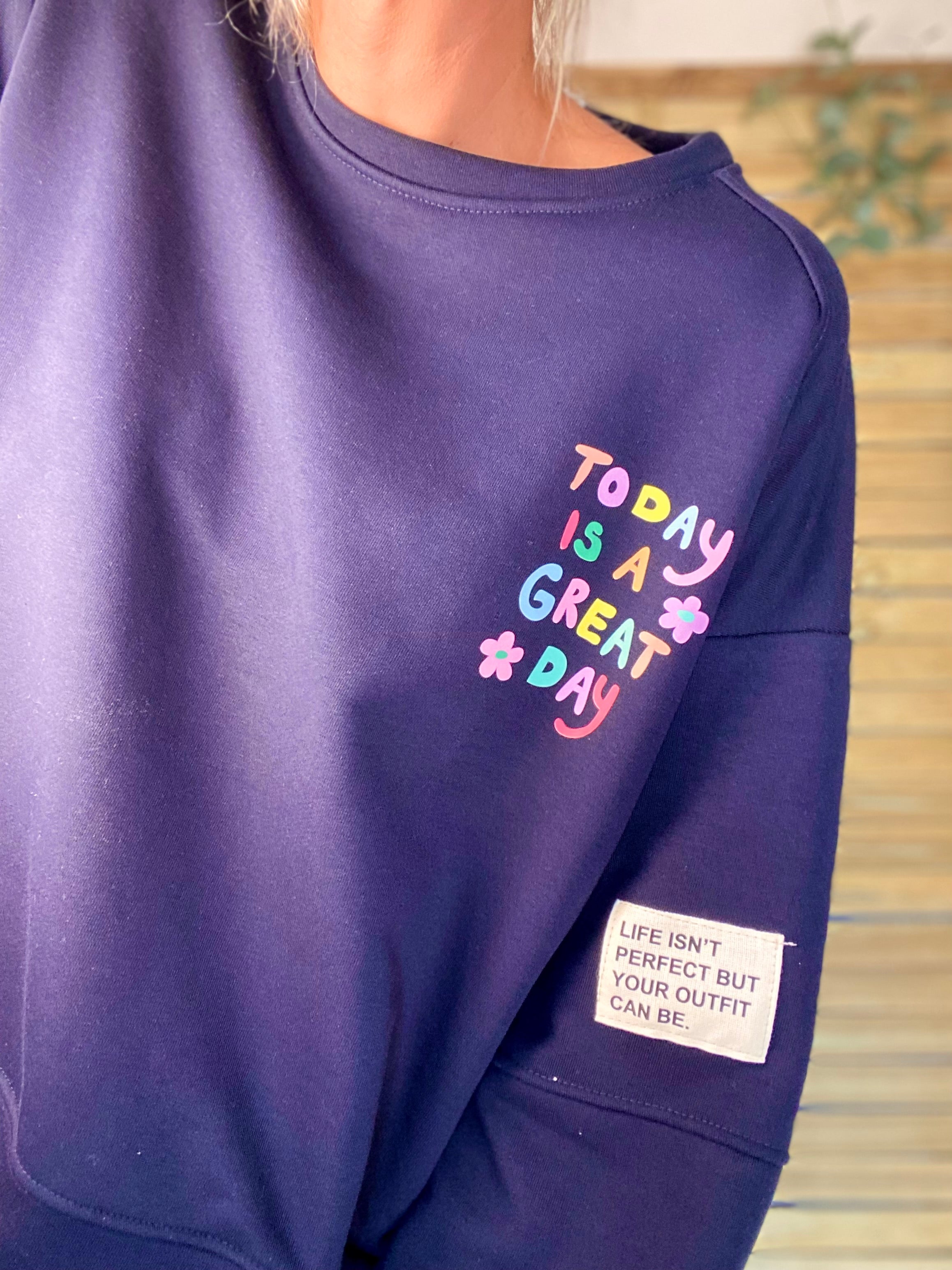 Sweat Today is a great day 🌈 OMBLINE - Bleu Marine