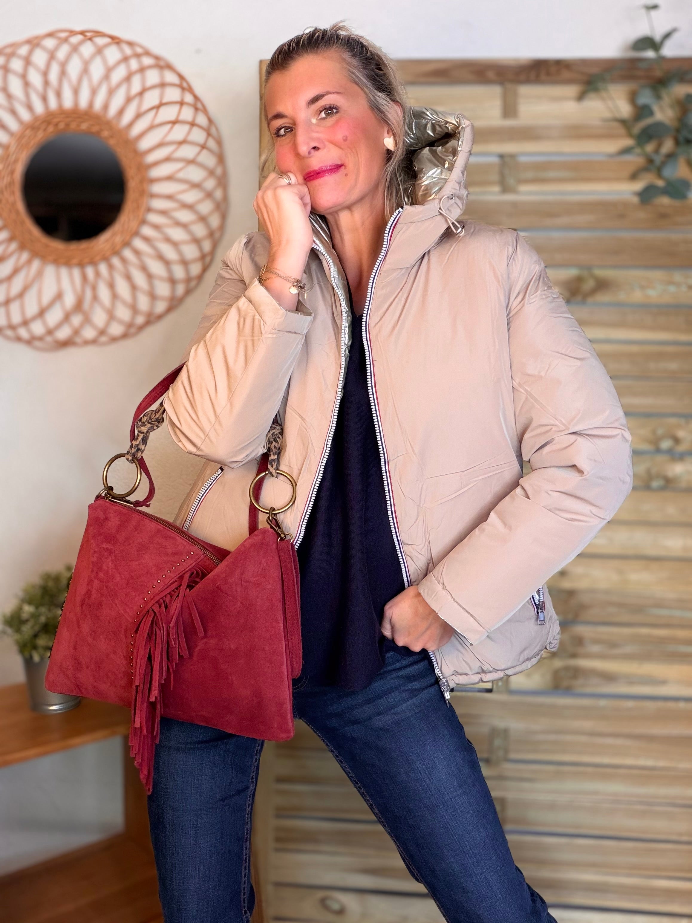 ⚡️PÉPITES FRIDAY - Doudoune imperméable réversible longue ANGÈLE COURT - Beige rosé - MELYA MELODY