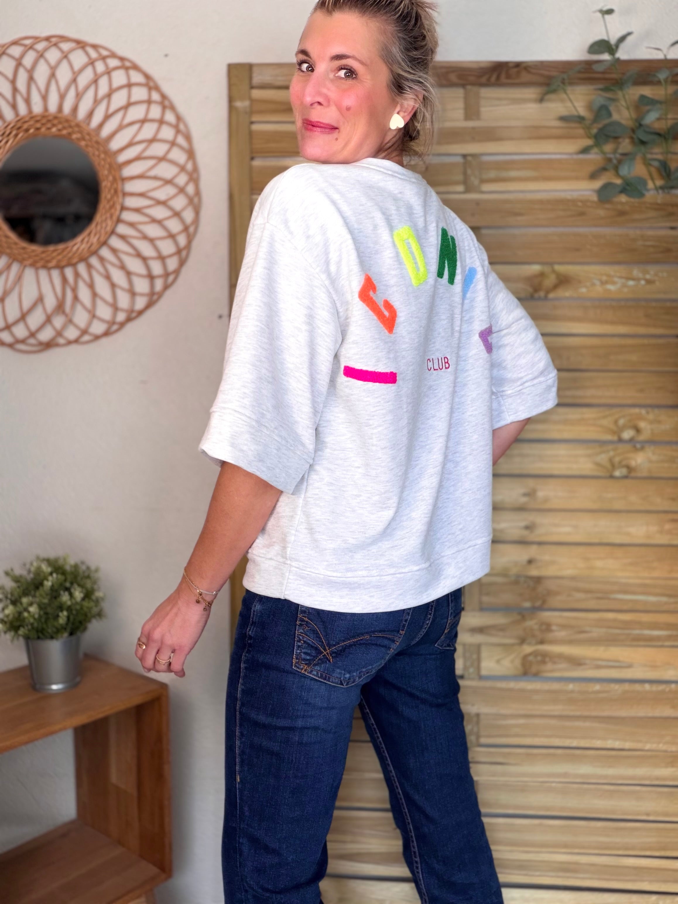 Sweat oversized ICONIC Club - ILONA Gris chiné