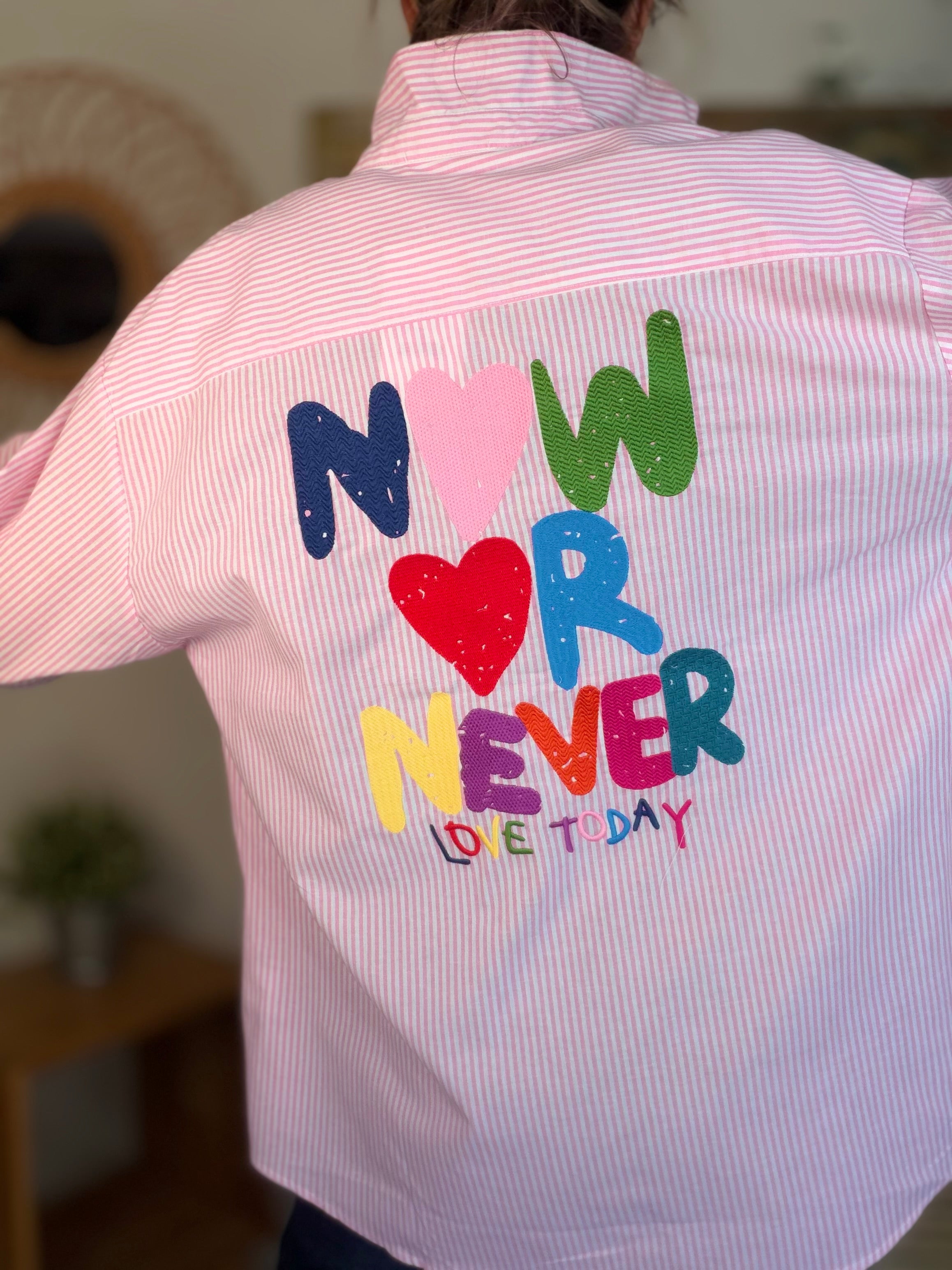 Chemise rayée brodée TINA Rose