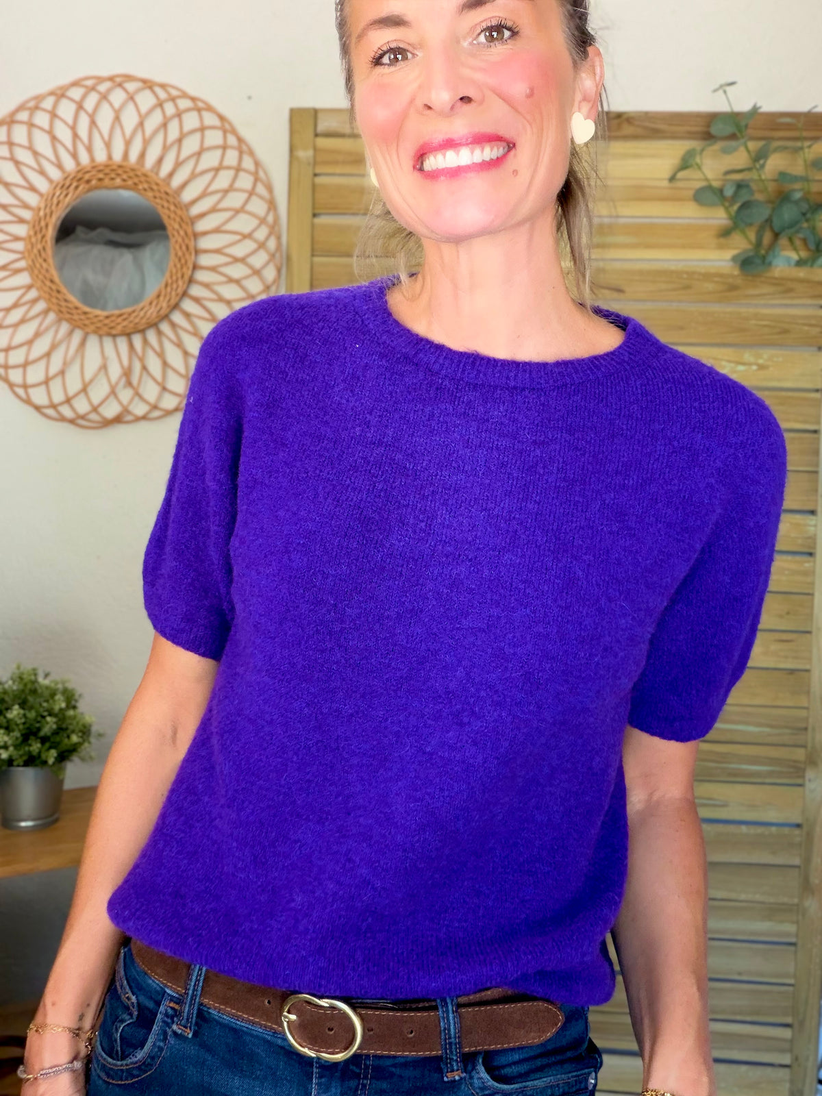 Pull laine et alpaga PEGGY - Violet