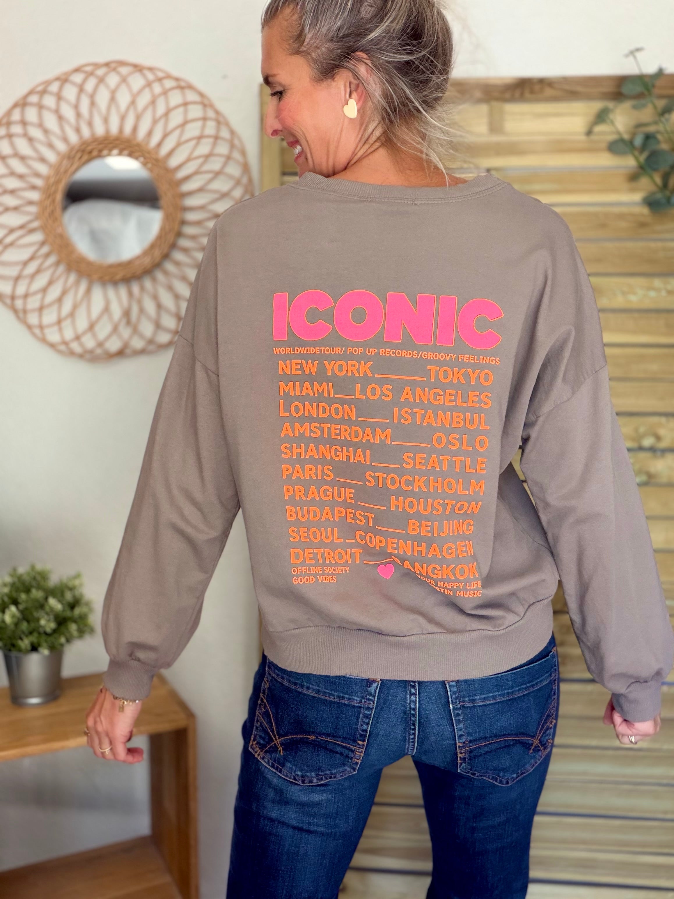 Sweat ICONIC léger 100% coton FAUSTINE Taupe (taille 36 à 46)